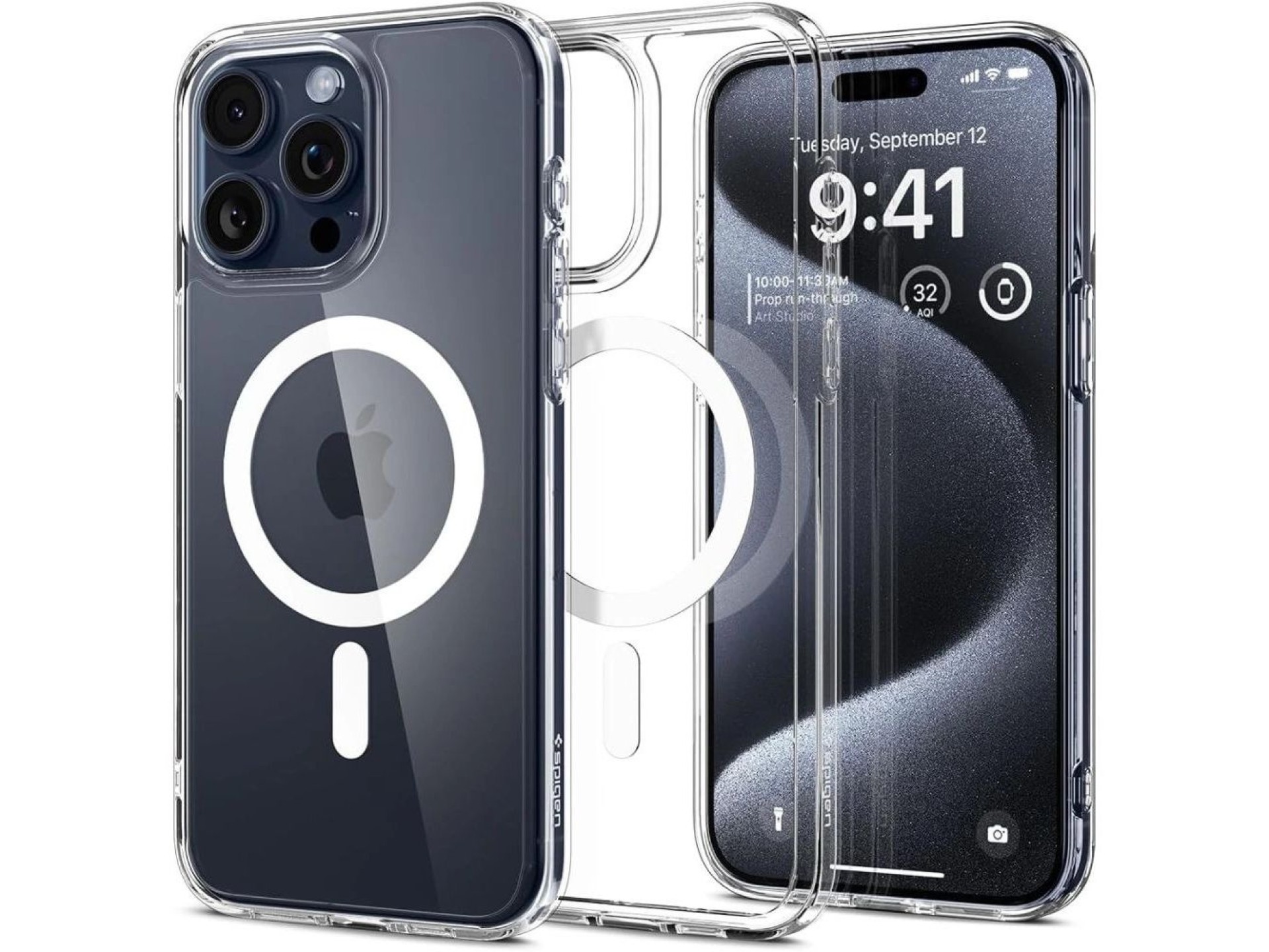 Funda Spigen Ultra Hybrid Mag Case con MagSafe para iPhone 15 Pro - Blanca