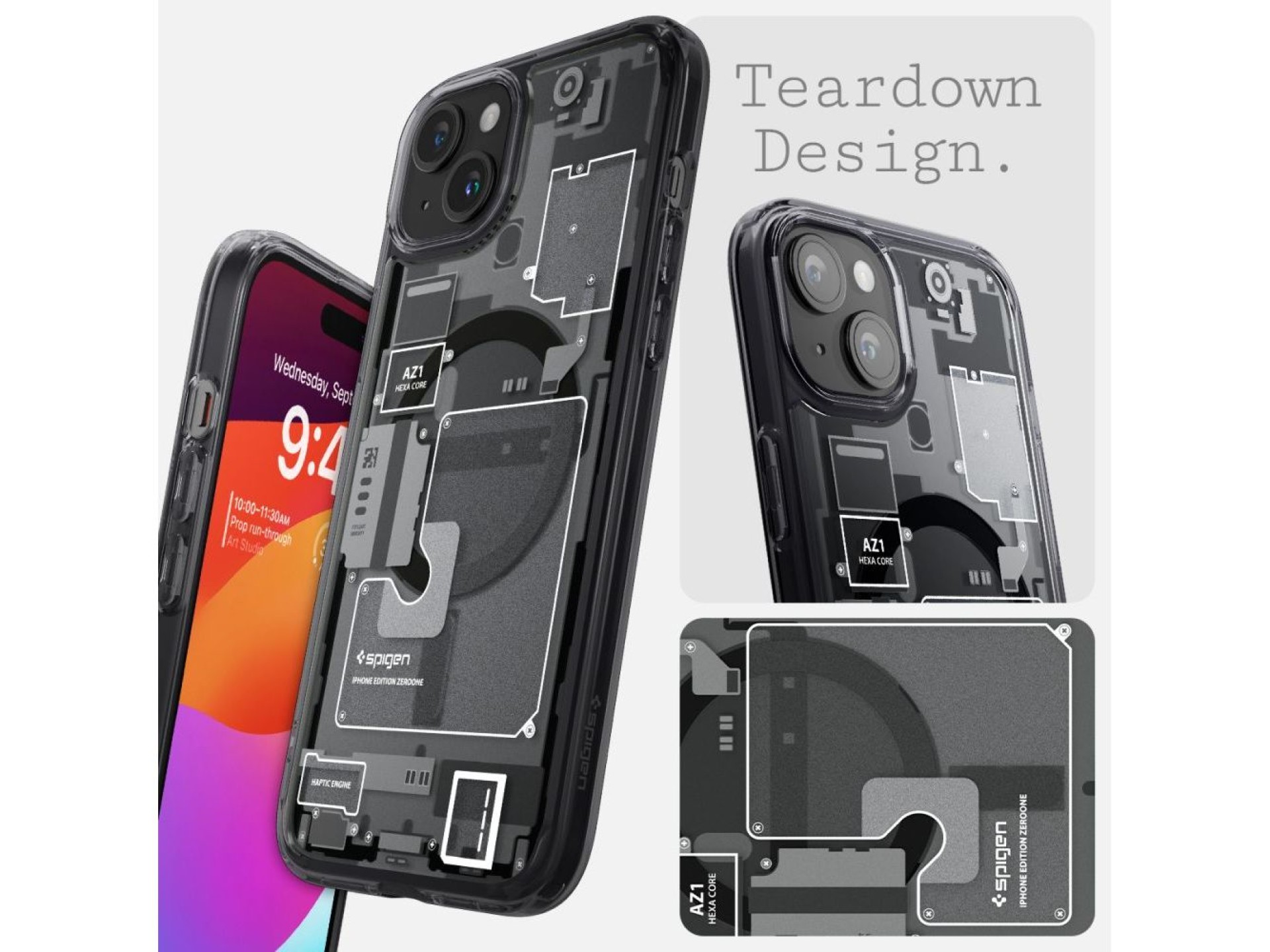 Capa Spigen Ultra Hybrid Mag com MagSafe para iPhone 15 Plus - Cinza Escuro (Estampa Zero One)