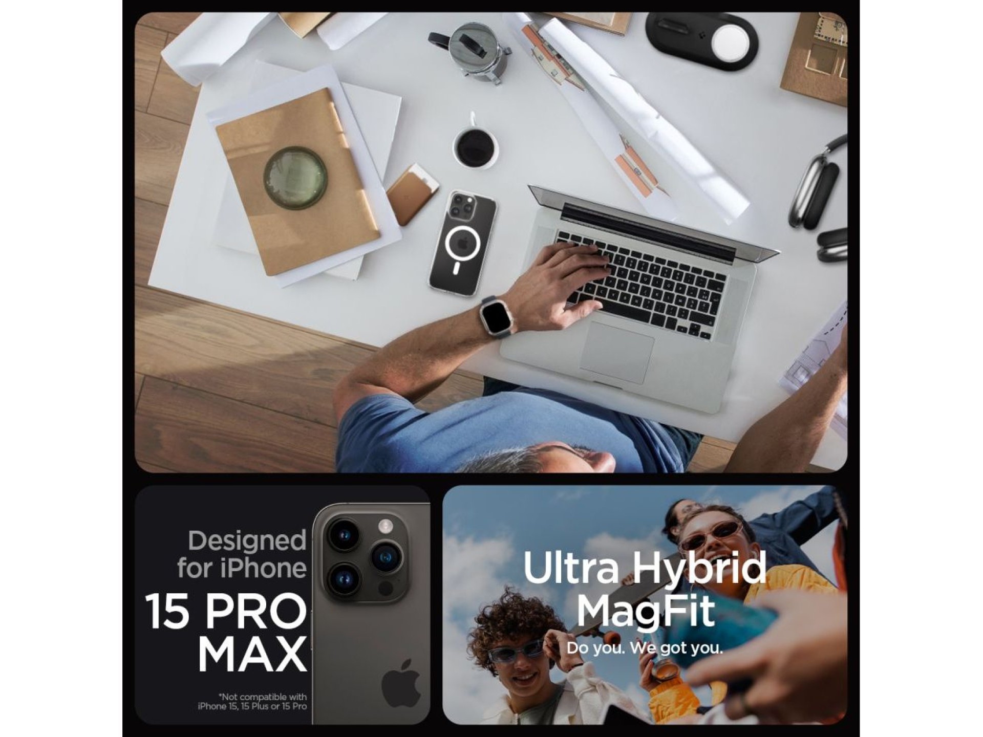 Spigen Ultra Hybrid Mag Case with MagSafe for iPhone 15 Pro Max - White