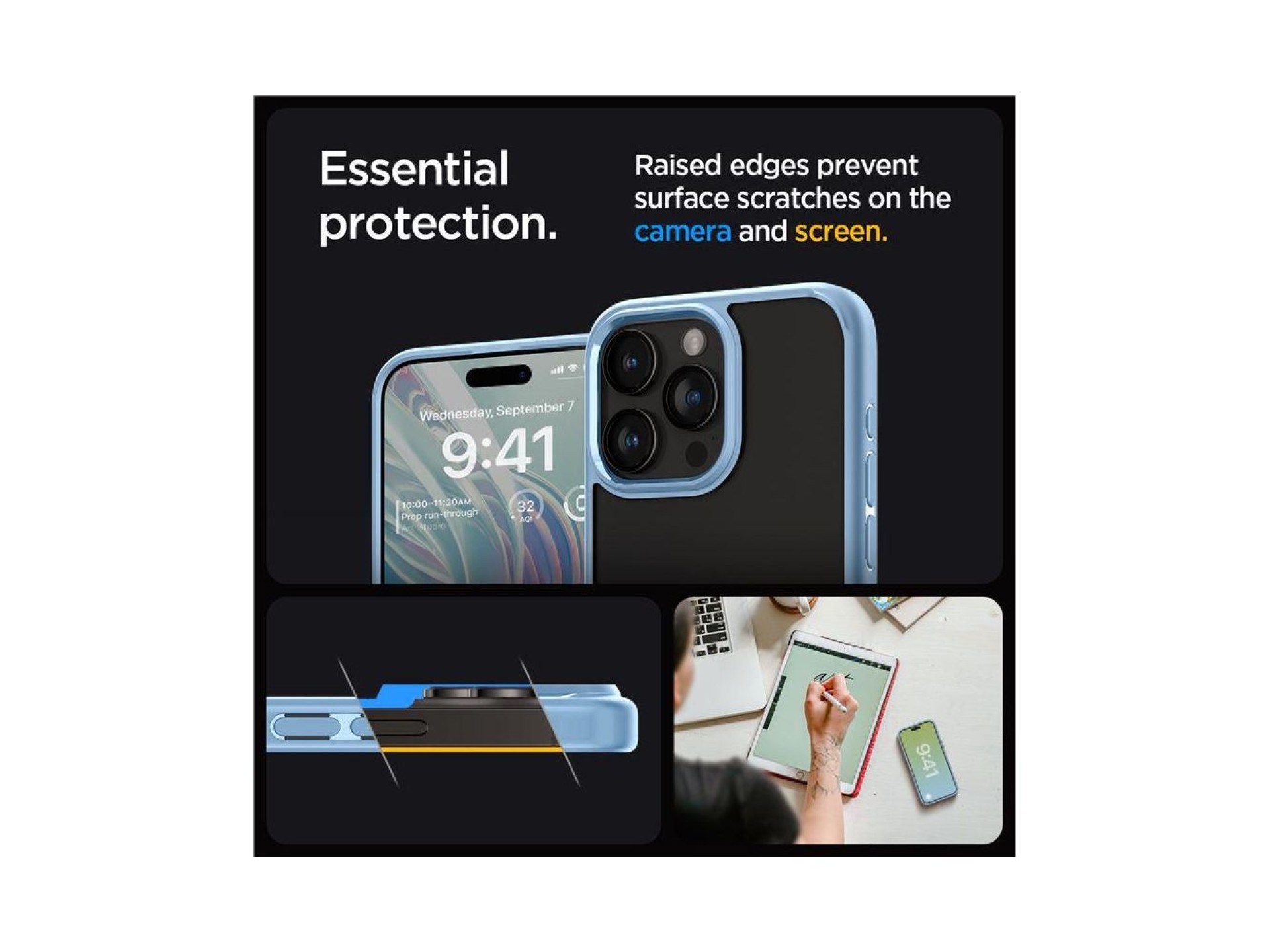 Funda Spigen Ultra Hybrid para iPhone 15 Pro Max - Azul claro