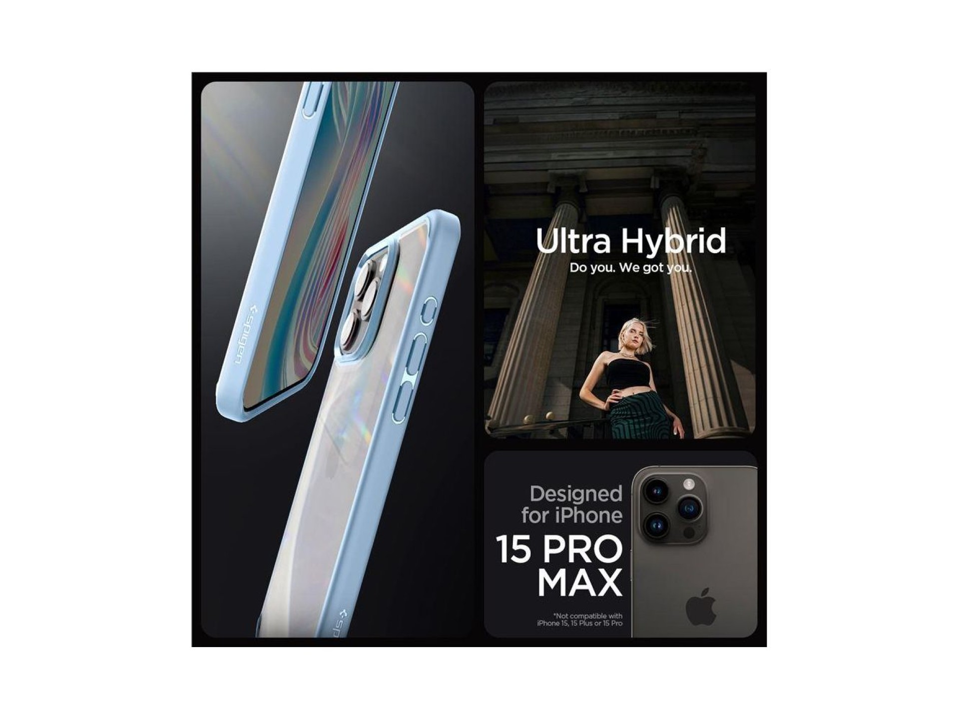 Funda Spigen Ultra Hybrid para iPhone 15 Pro Max - Azul claro