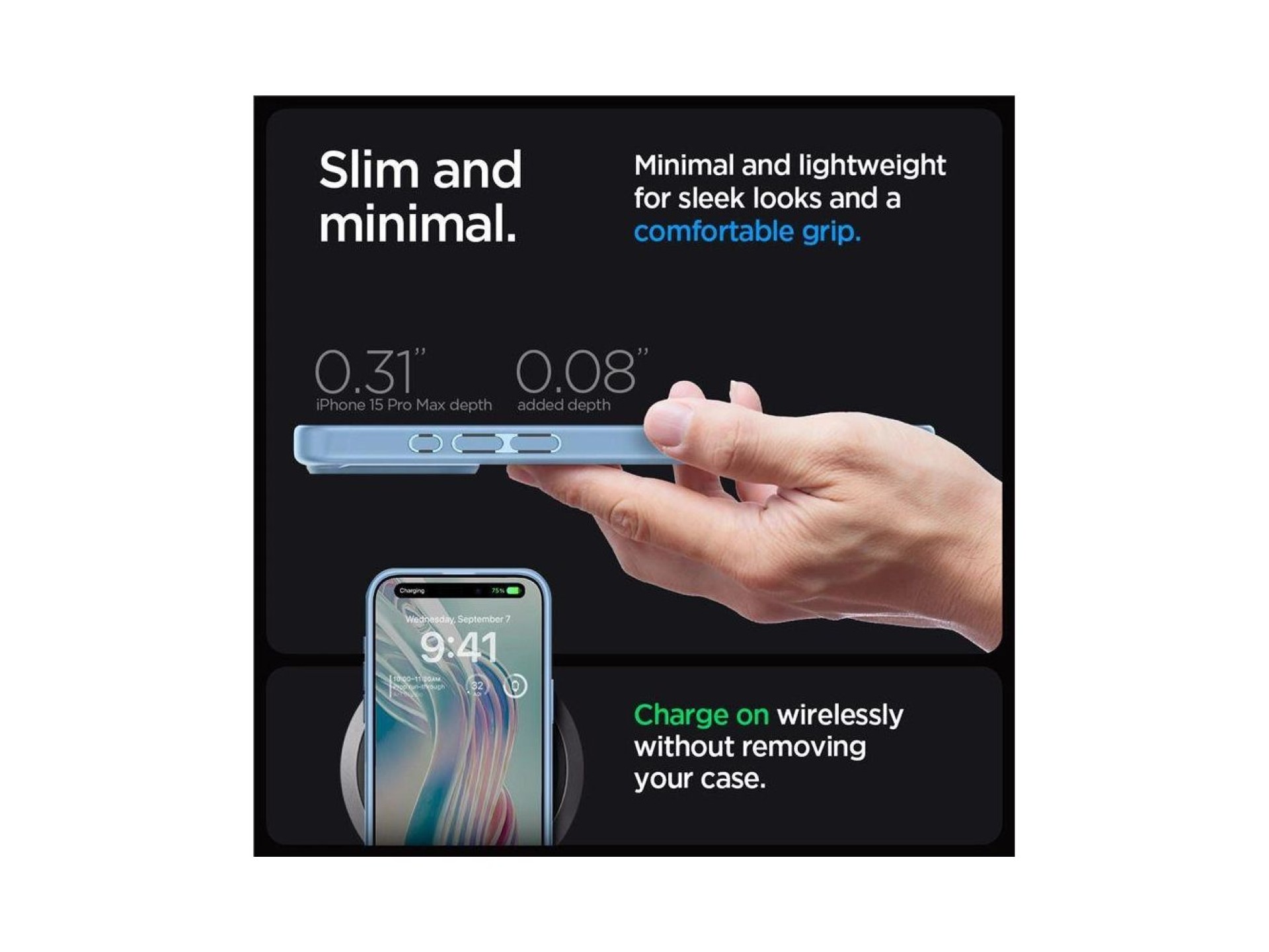 Funda Spigen Ultra Hybrid para iPhone 15 Pro Max - Azul claro