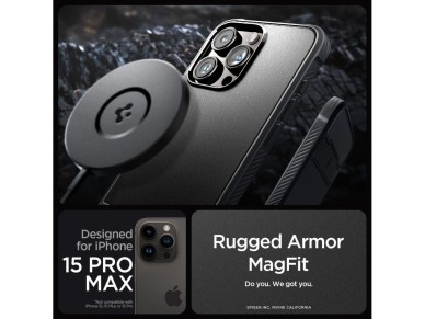 Spigen Rugged Armor Mag Case with MagSafe for iPhone 15 Pro Max - Matte Black Spigen Rugged Armor Mag Case with MagSafe for iPhone 15 Pro Max - Matte Black