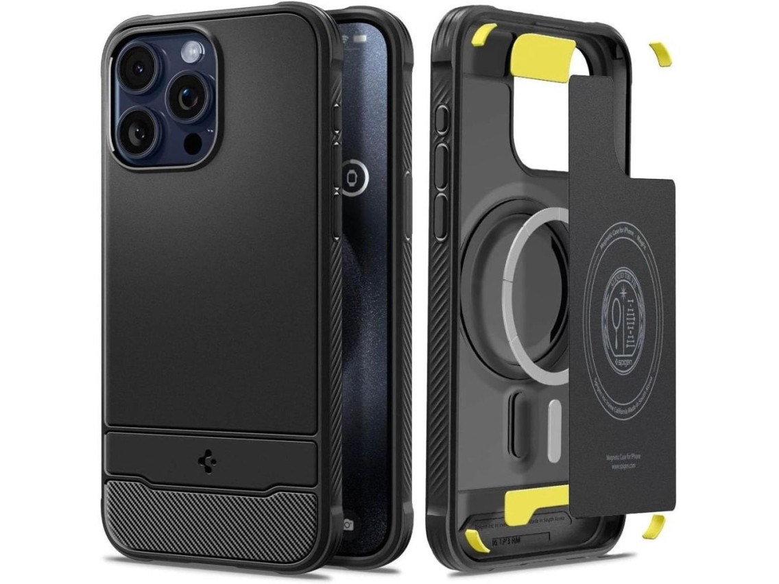 Spigen Rugged Armor Mag Case with MagSafe for iPhone 15 Pro Max - Matte Black