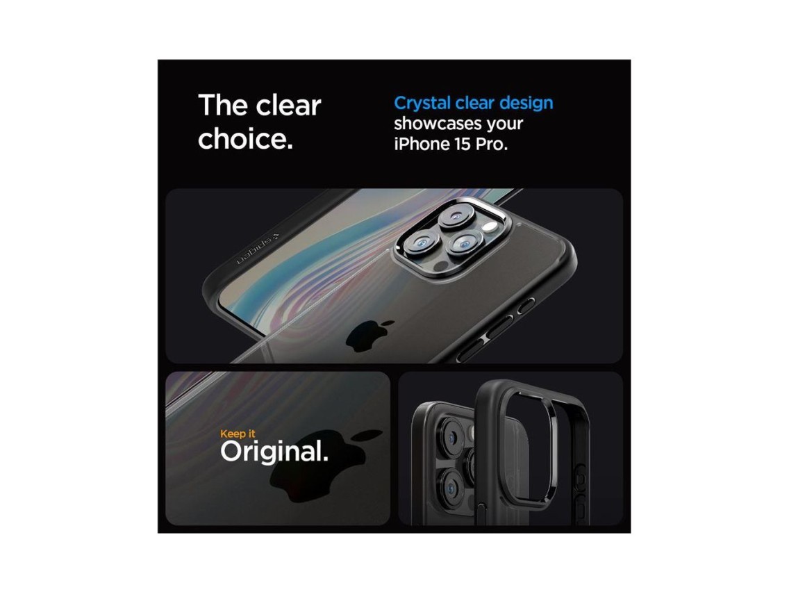 Spigen Crystal Hybrid iPhone 15 Pro Case - Black