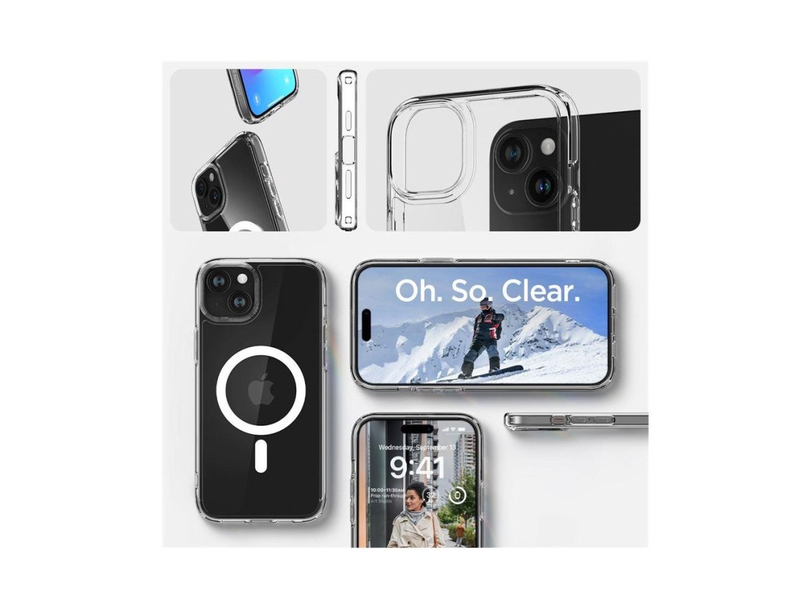 Capa Spigen Crystal Hybrid MagSafe para iPhone 15 Plus - Transparente
