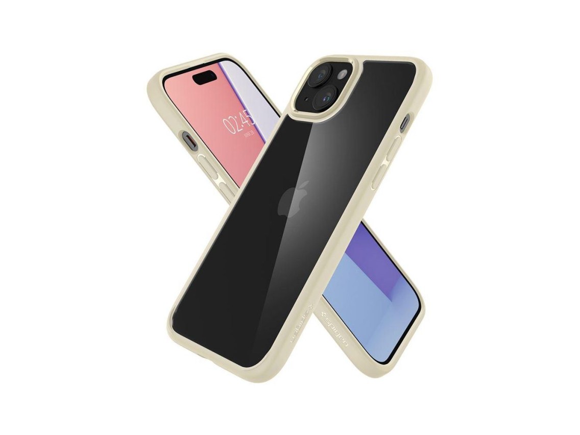 Funda Spigen Crystal Hybrid para iPhone 15 Plus - Beige transparente