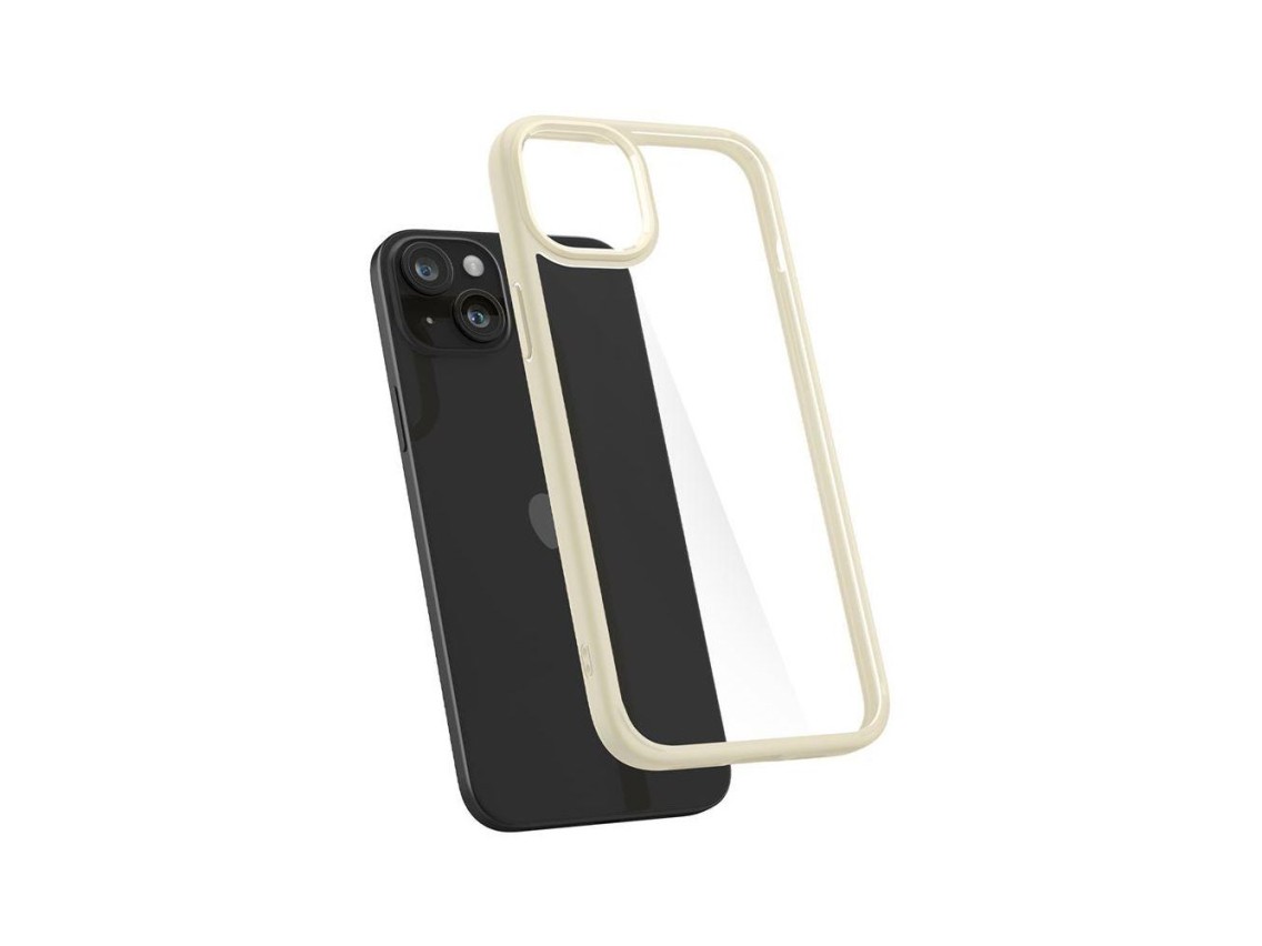 Funda Spigen Crystal Hybrid para iPhone 15 Plus - Beige transparente