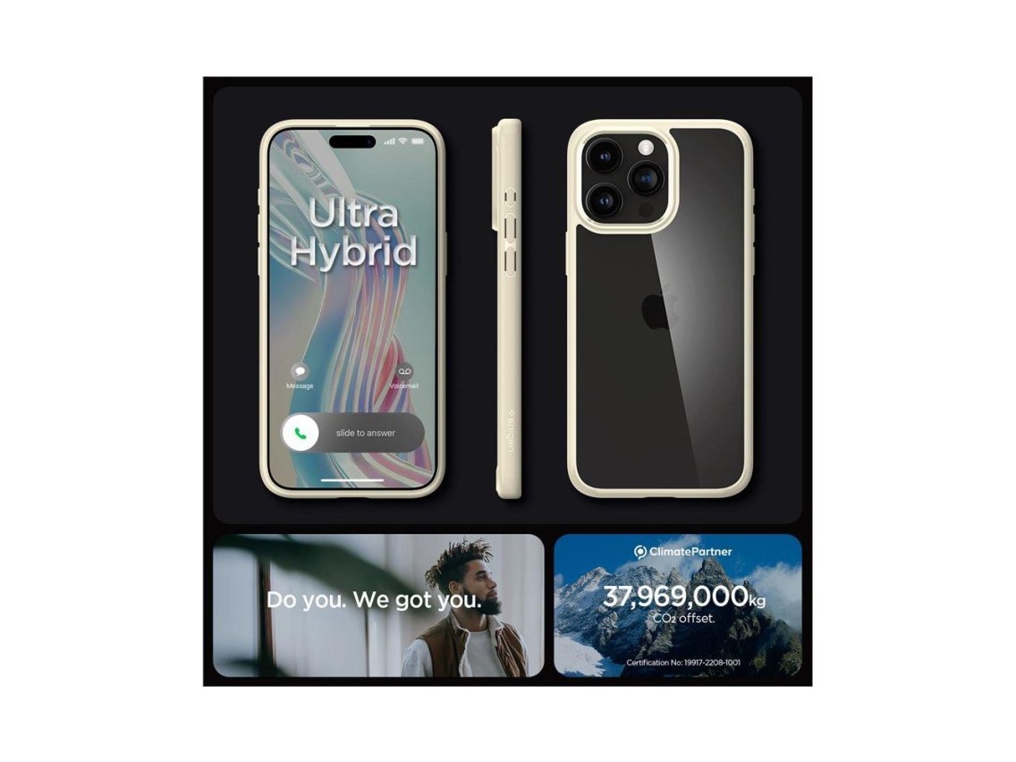 Spigen Crystal Hybrid Case for iPhone 15 Pro Max - Clear Beige