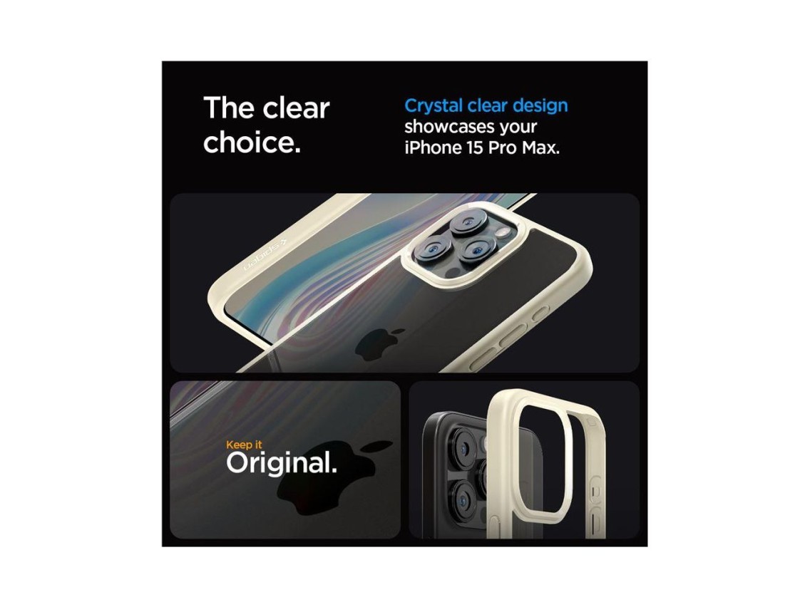 Spigen Crystal Hybrid Case for iPhone 15 Pro Max - Clear Beige