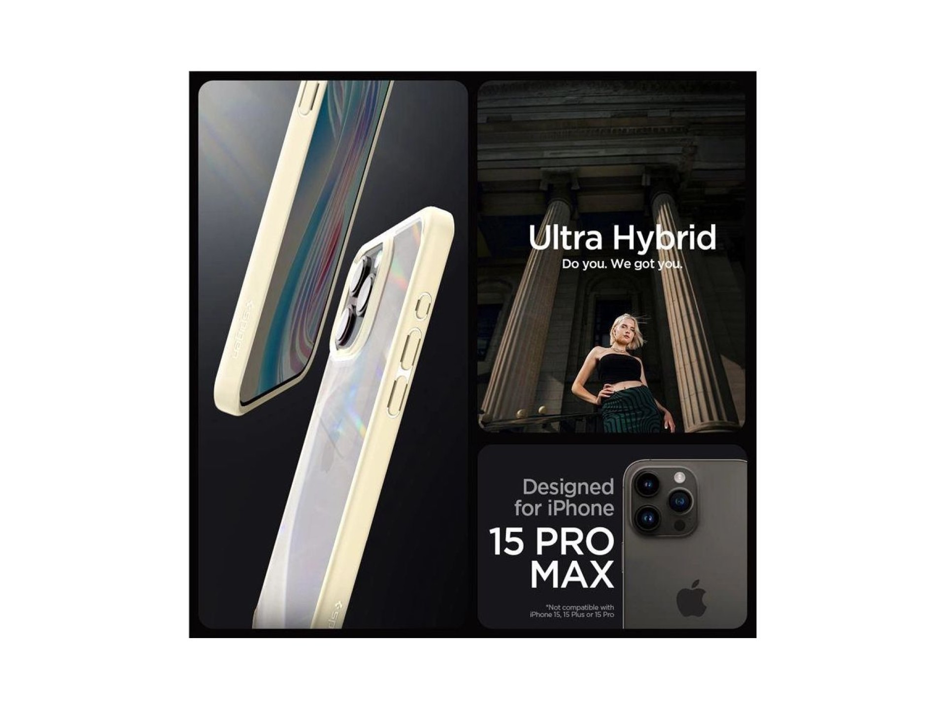 Spigen Crystal Hybrid Case for iPhone 15 Pro Max - Clear Beige