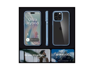 Spigen Crystal Hybrid Case for iPhone 15 Pro Max - Clear Blue Spigen Crystal Hybrid Case for iPhone 15 Pro Max - Clear Blue