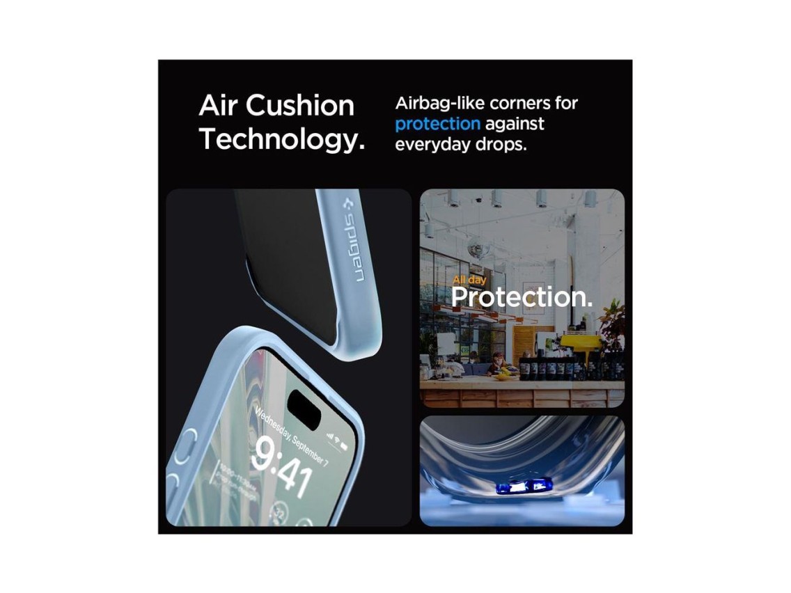 Funda Spigen Crystal Hybrid para iPhone 15 Pro Max - Azul transparente