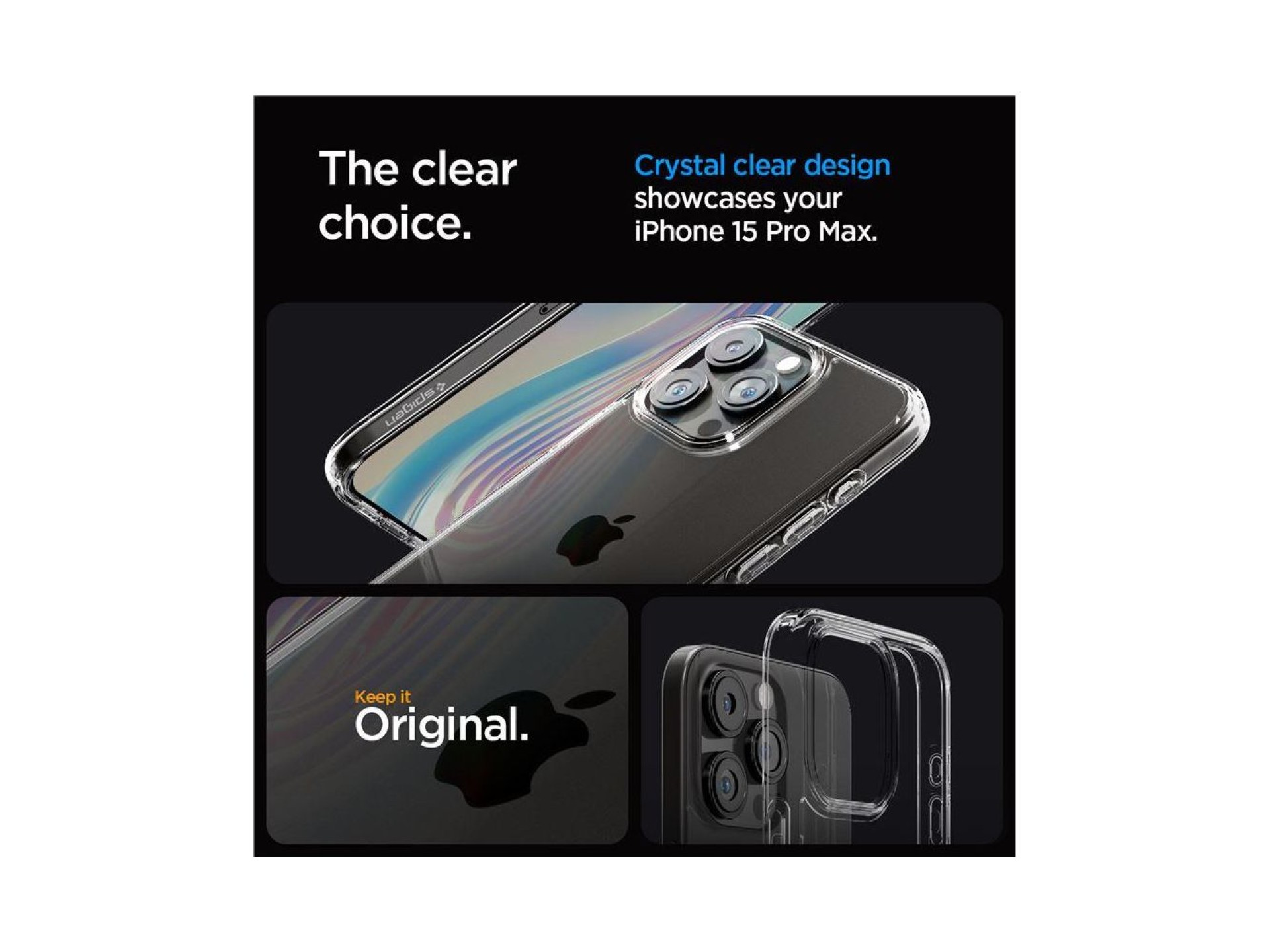 Spigen Crystal Hybrid Case for iPhone 15 Pro Max - Clear