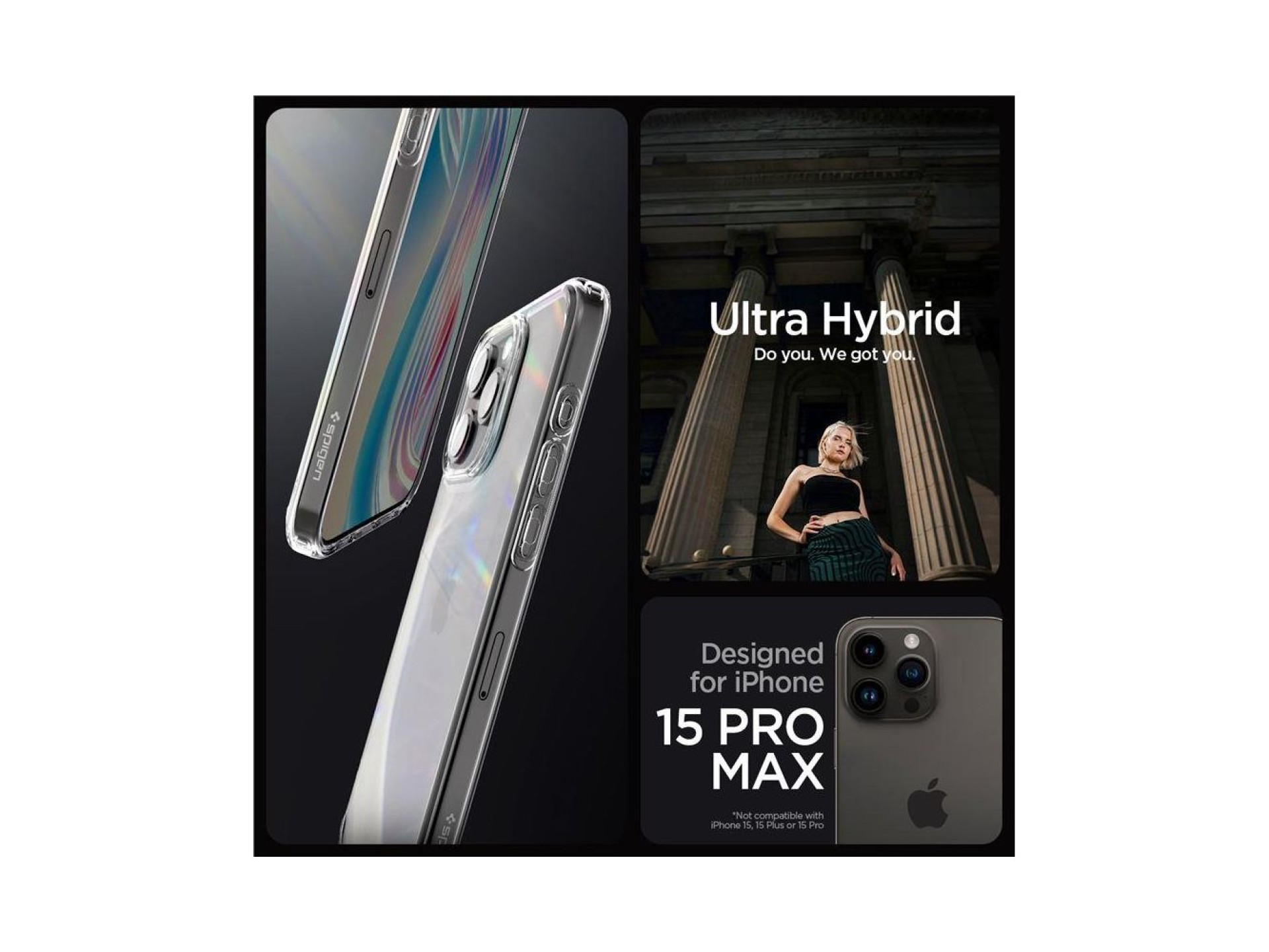 Spigen Crystal Hybrid Case for iPhone 15 Pro Max - Clear