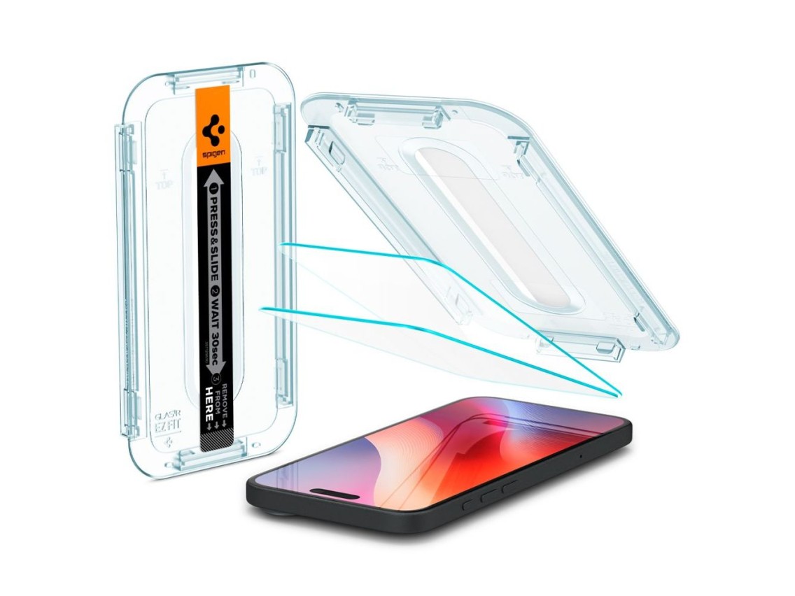 Spigen Glas.tR EZ Fit película de vidro temperado para iPhone 15/16 - 2 unidades.
