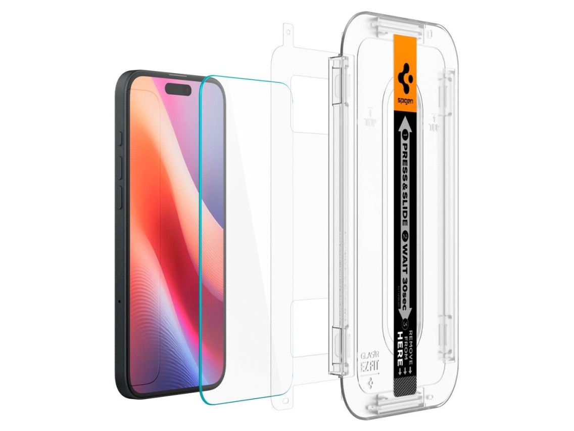 Spigen Glas.tR EZ Fit película de vidro temperado para iPhone 15/16 - 2 unidades.