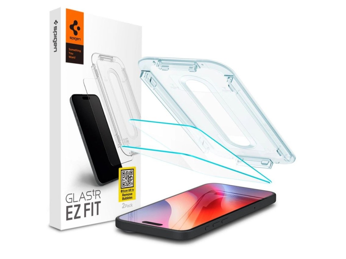 Spigen Glas.tR EZ Fit película de vidro temperado para iPhone 15/16 - 2 unidades.