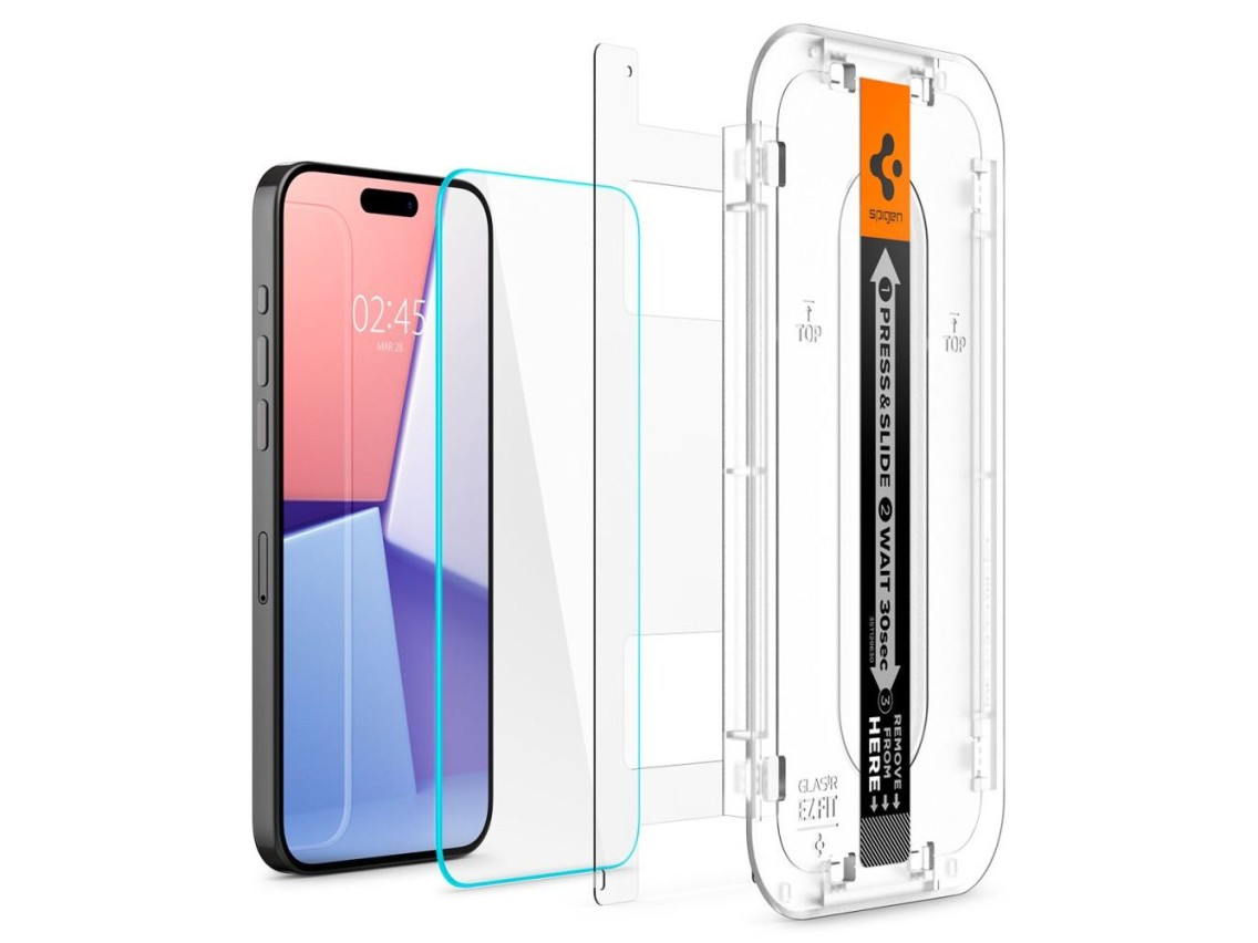 Spigen Glas.tR EZ Fit película de vidro temperado para iPhone 15 Pro - 2 unidades.