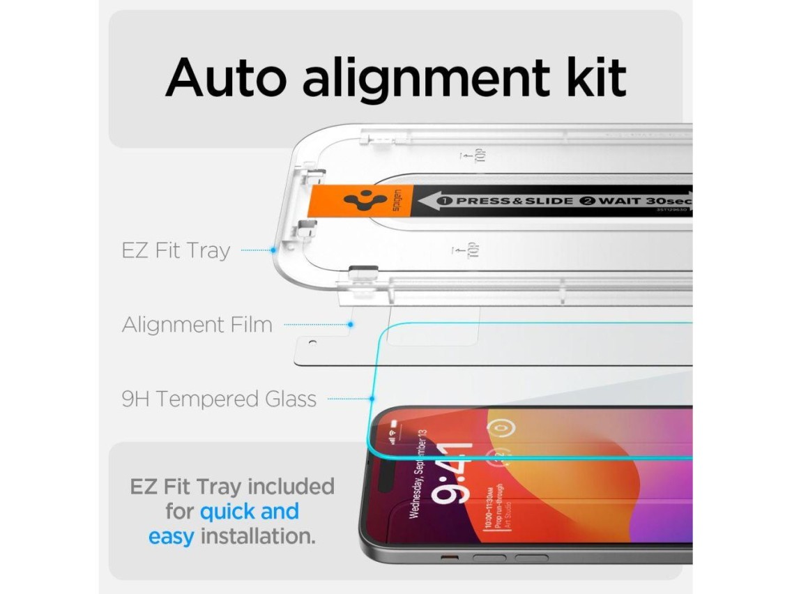 Spigen Glas.tR EZ Fit Película de Vidro Temperado para iPhone 15 Plus / 16 Plus