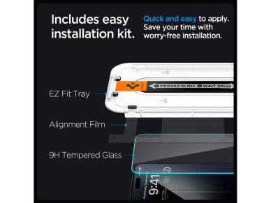 Spigen Glas.tR EZ Fit tempered glass for iPhone 15 Pro Max - 2 pcs. Spigen Glas.tR EZ Fit tempered glass for iPhone 15 Pro Max - 2 pcs.
