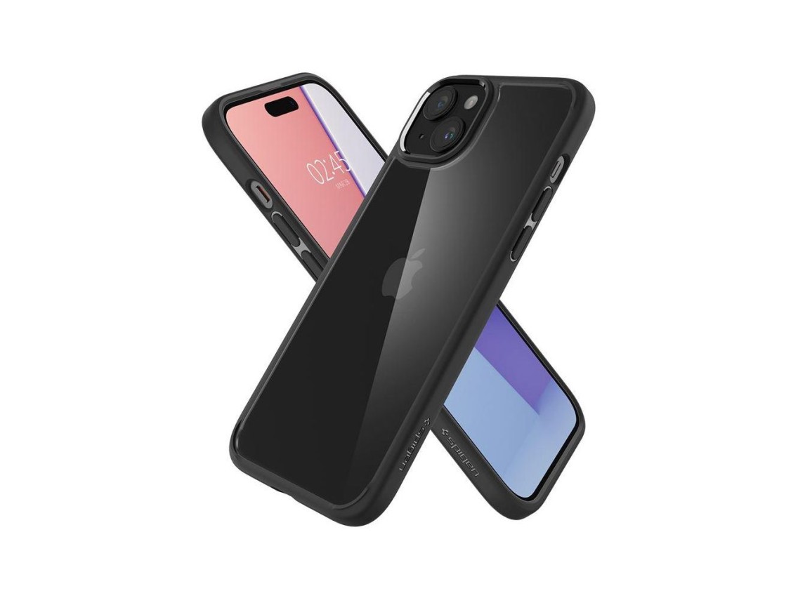Capa Spigen Crystal Hybrid para iPhone 15 Plus - Transparente e Preta