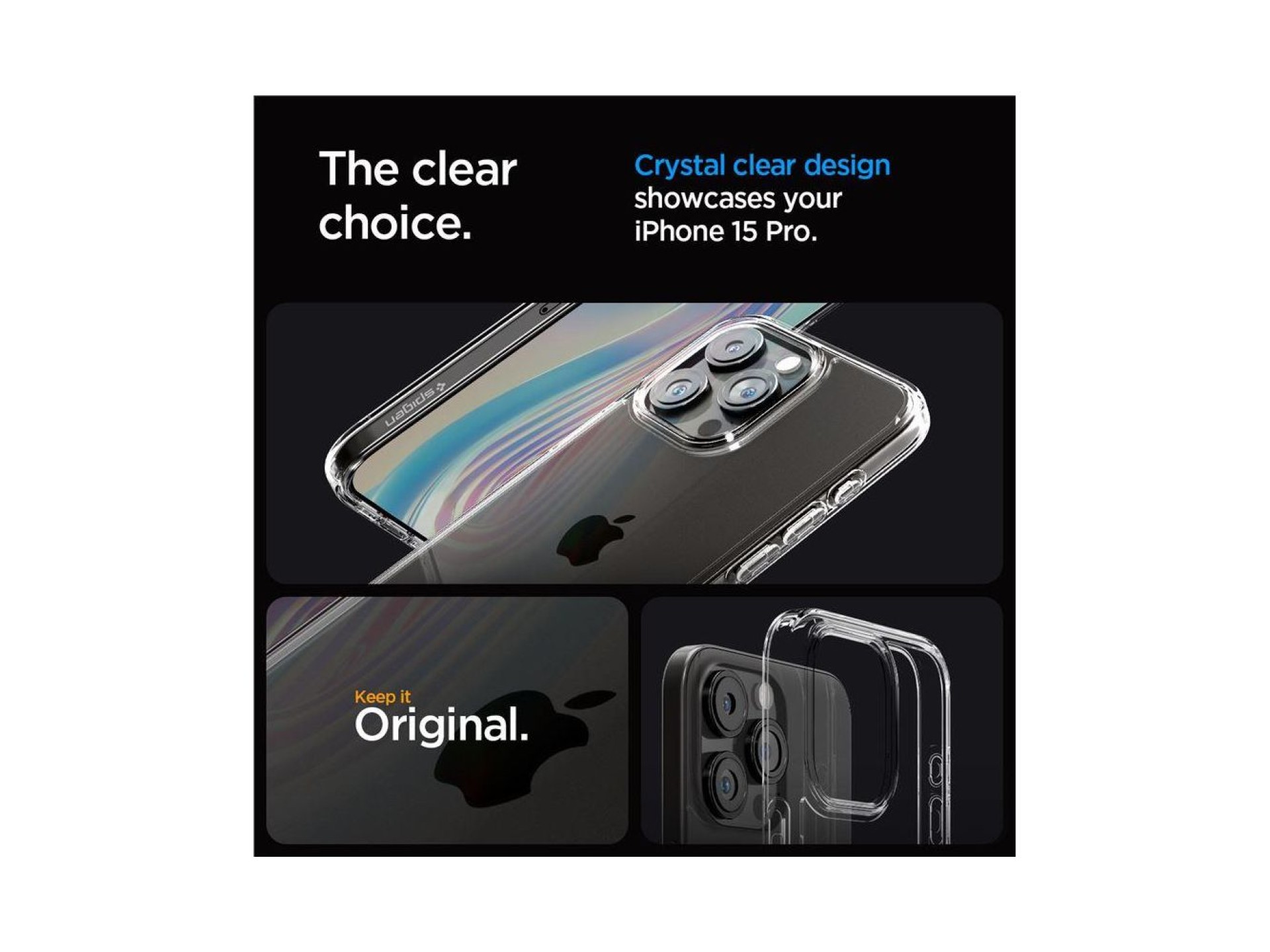 Funda Spigen Crystal Hybrid para iPhone 15 Pro - Transparente
