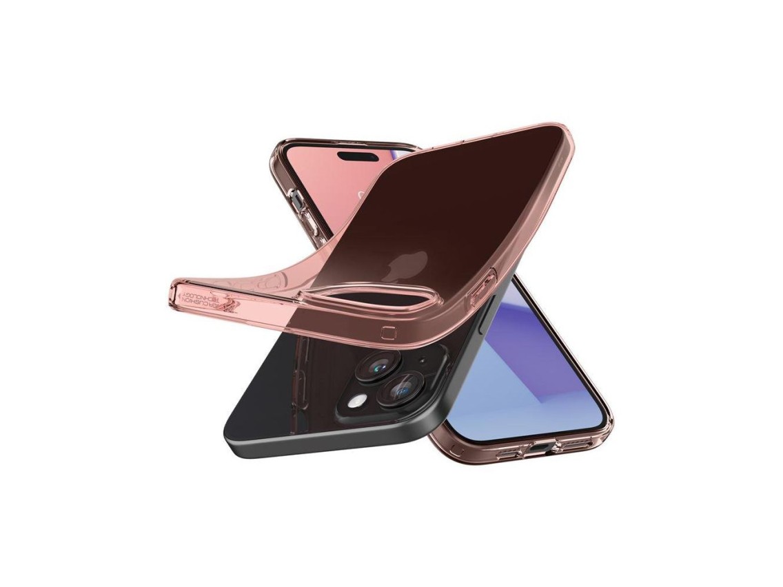 Spigen Crystal Flex iPhone 15 Plus Case - Pink/Transparent