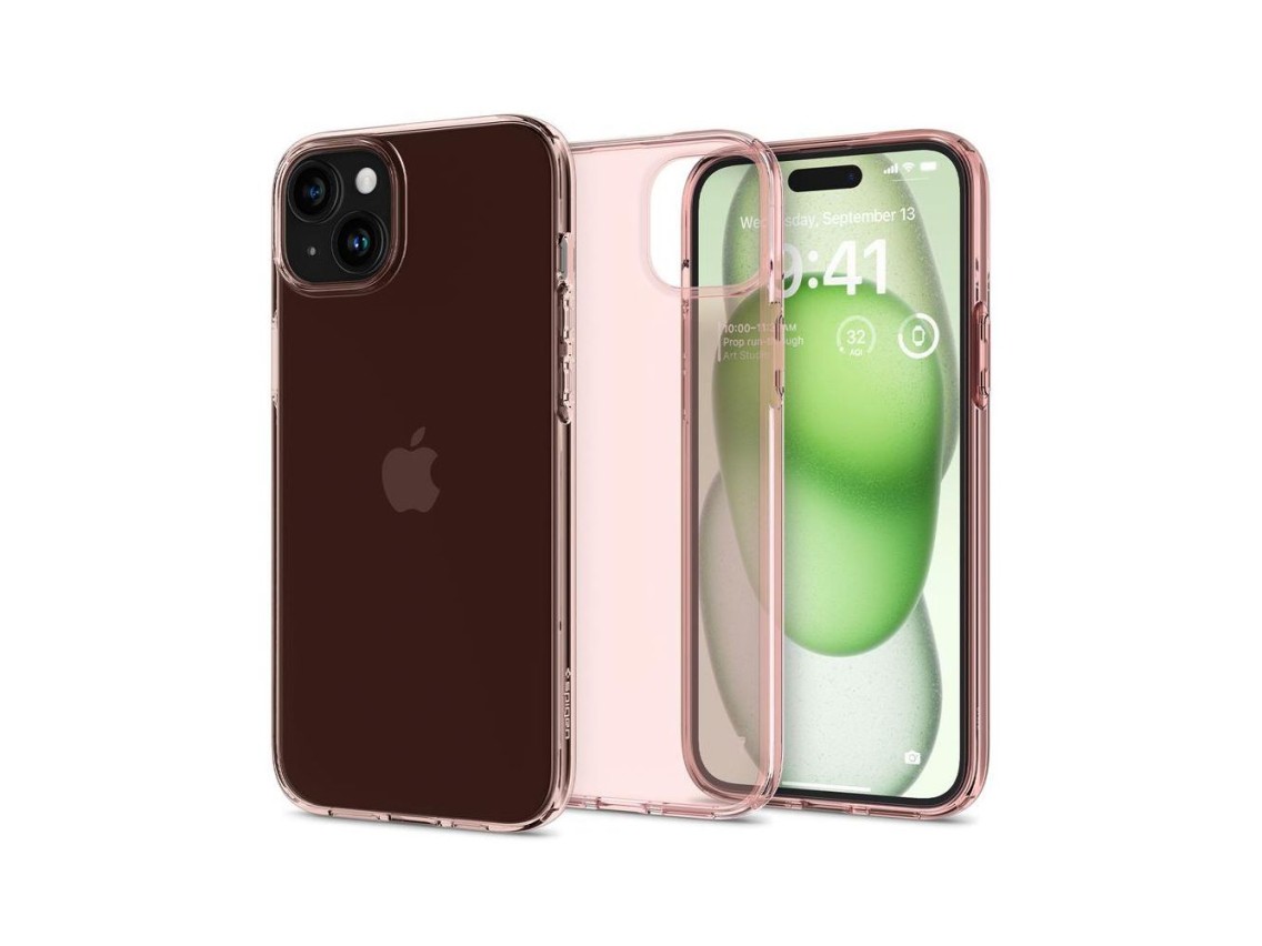 Spigen Crystal Flex iPhone 15 Plus Case - Pink/Transparent