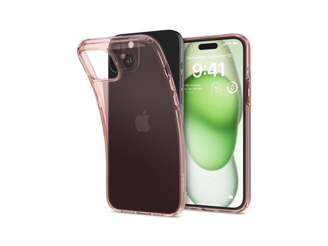 Spigen Crystal Flex iPhone 15 Plus Case - Pink/Transparent