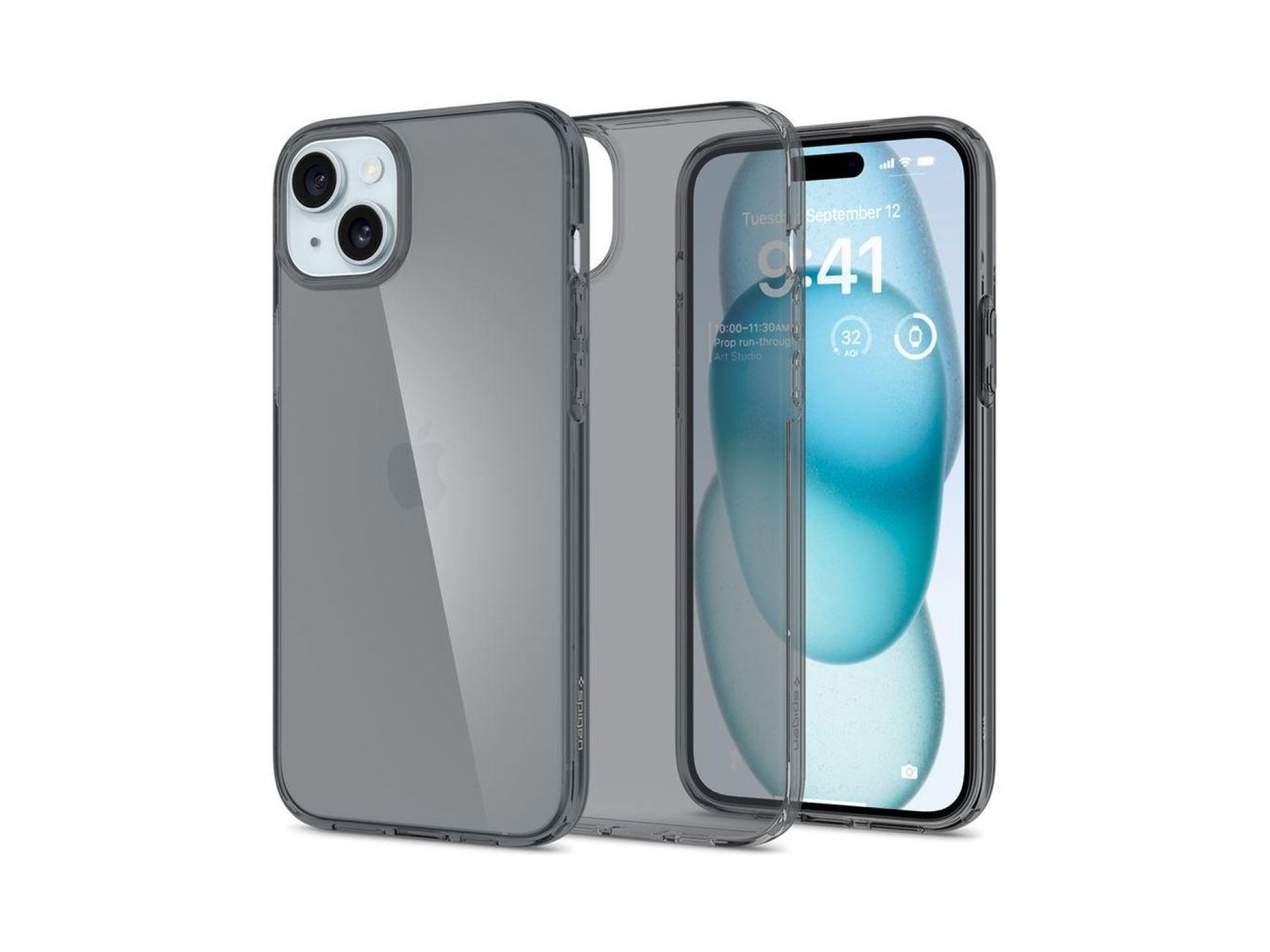 Spigen Crystal Flex iPhone 15 Plus Case - Gray-Transparent