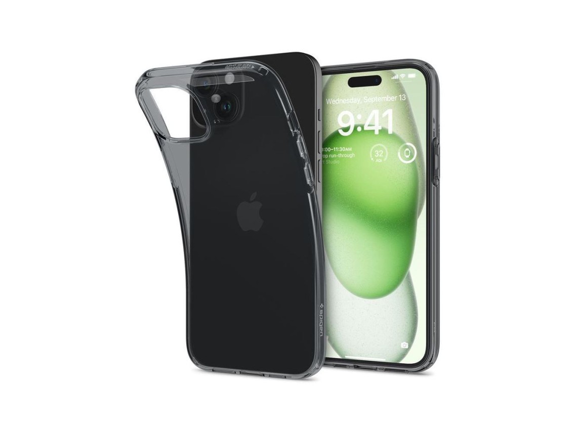 Spigen Crystal Flex iPhone 15 Plus Case - Gray-Transparent