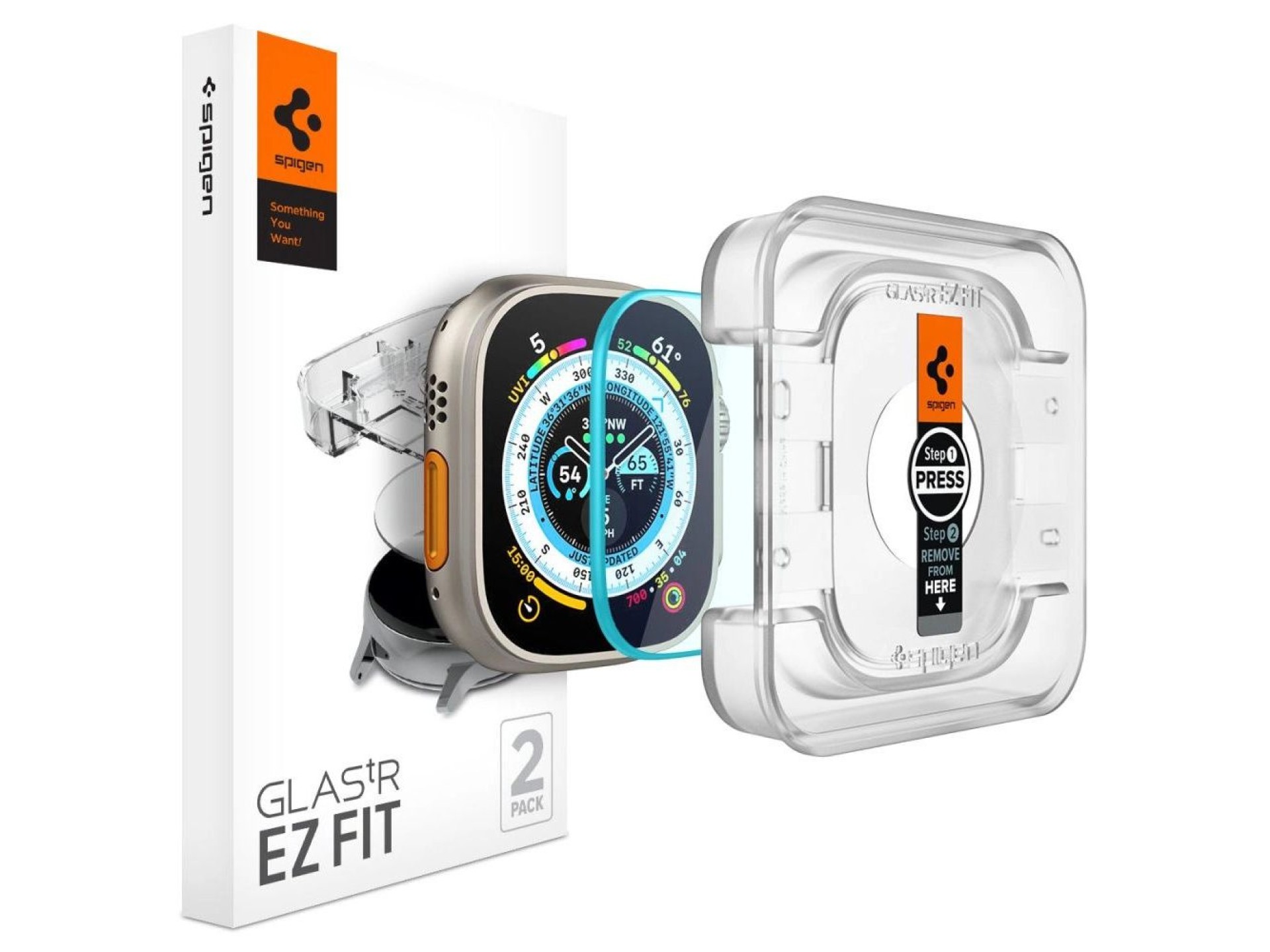 Spigen Glas.tR EZ Fit tempered glass for Apple Watch Ultra / Ultra 2 (49 mm) - 2 pcs.
