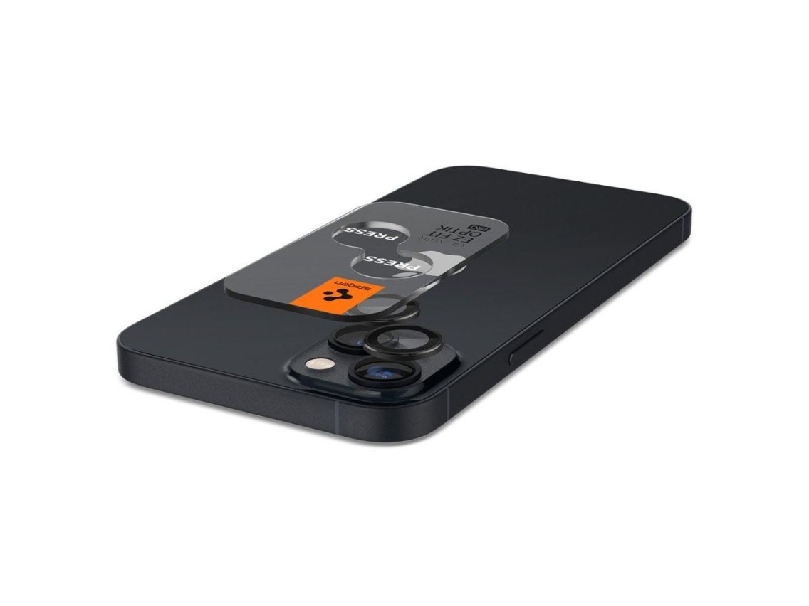Protetor de câmera Spigen Glas.tR EZ Fit Optik para iPhone 14 / Plus / 15 / Plus - Preto (2 unidades