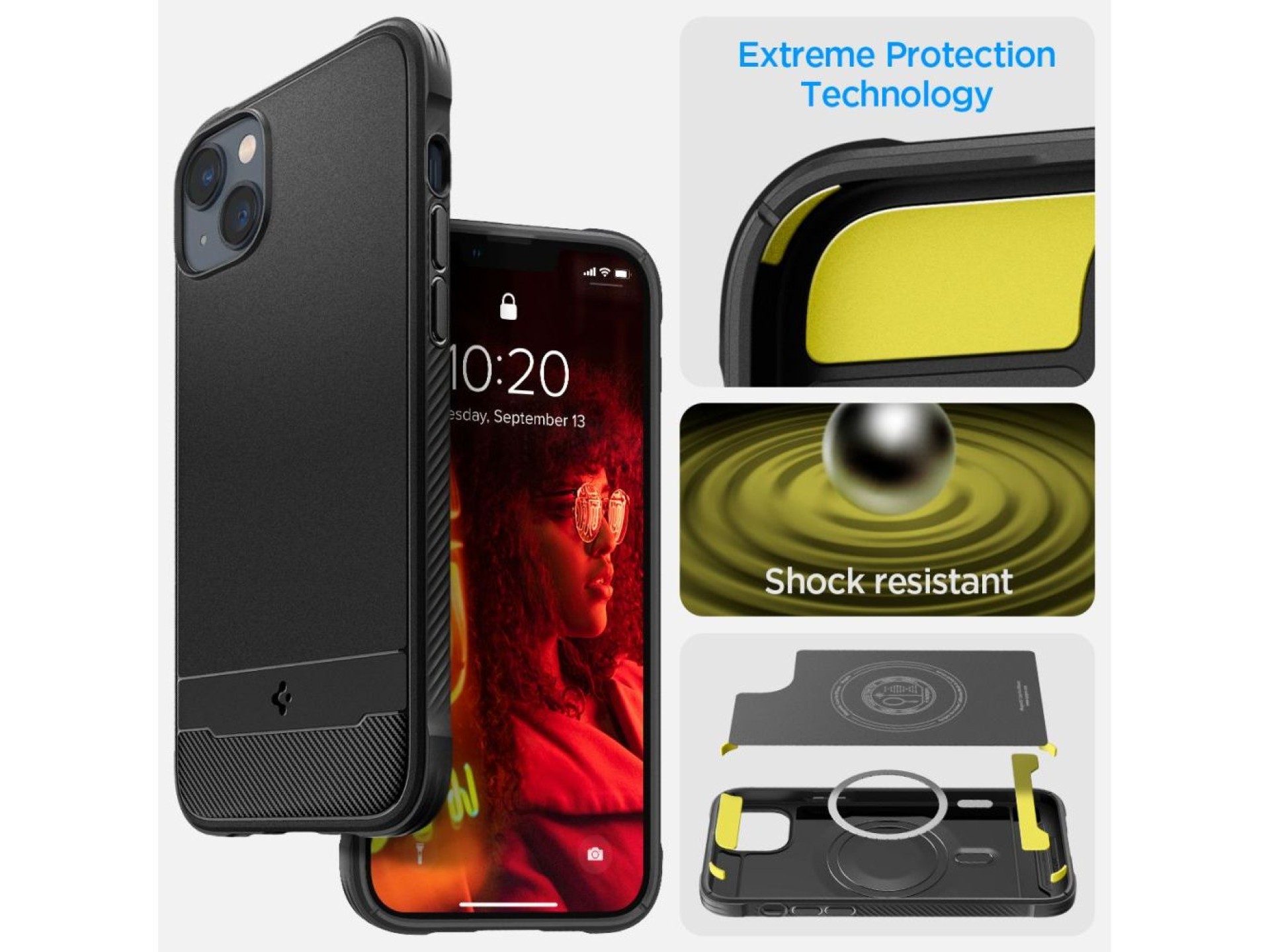 Funda Spigen Rugged Armor Mag Case con MagSafe para iPhone 14 - Negro mate