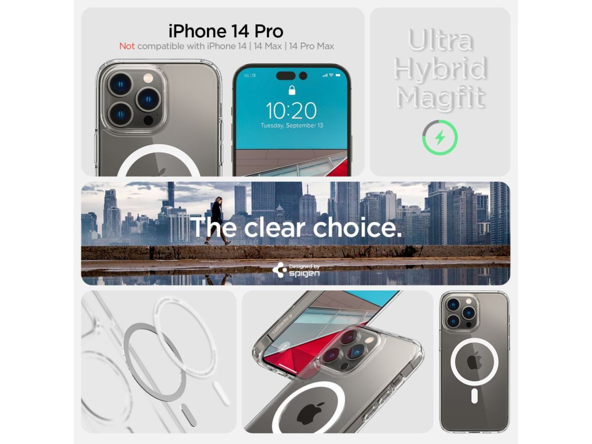 Capa Spigen Ultra Hybrid Mag com MagSafe para iPhone 14 Pro - Transparente/Branca