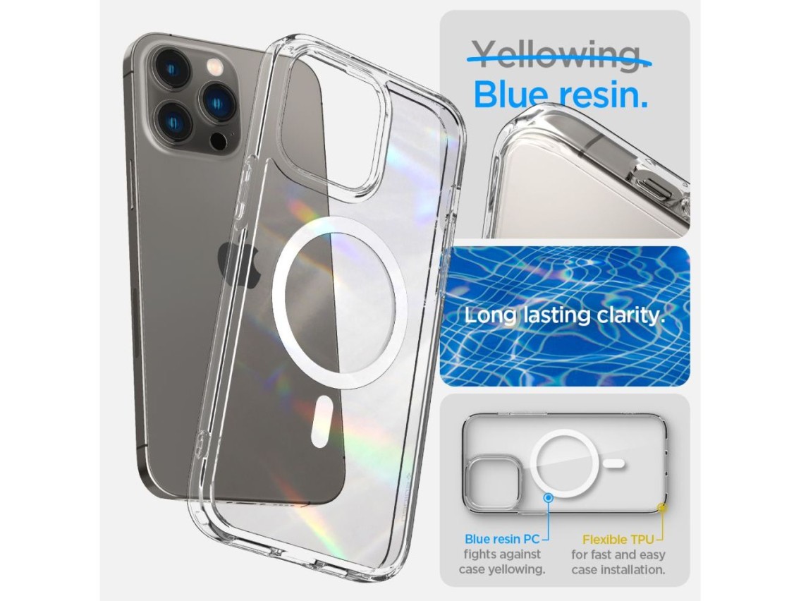 Capa Spigen Ultra Hybrid Mag com MagSafe para iPhone 14 Pro - Transparente/Branca