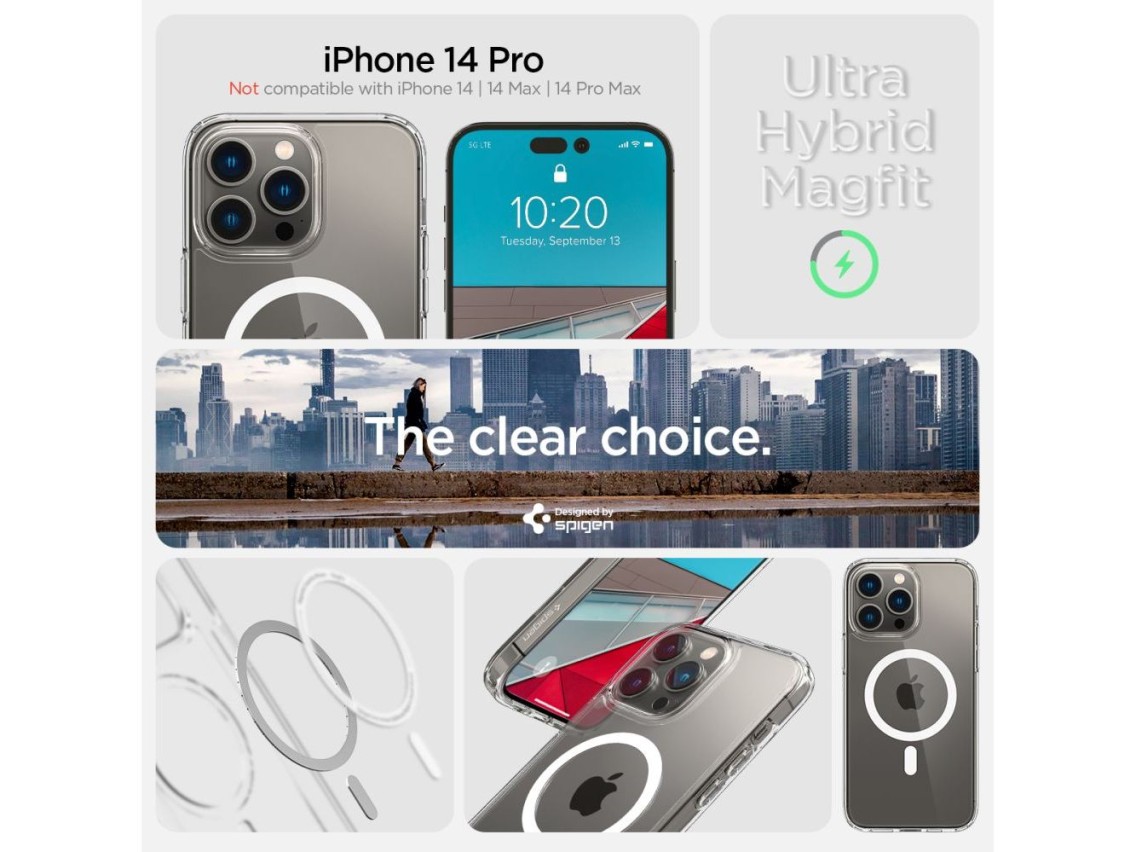 Capa Spigen Ultra Hybrid Mag com MagSafe para iPhone 14 Pro - Transparente/Branca