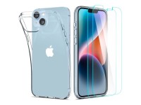 Capa Spigen Crystal e conjunto de película de vidro temperado para iPhone 14 Plus - Transparente Capa Spigen Crystal e conjunto de película de vidro temperado para iPhone 14 Plus - Transparente