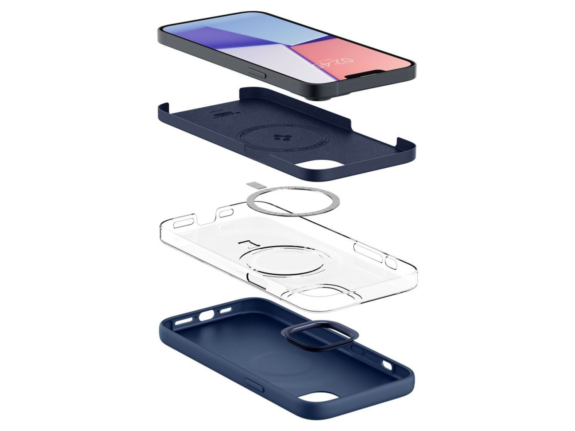 Funda Spigen Silicone Fit Mag con MagSafe para iPhone 14 Plus - Azul