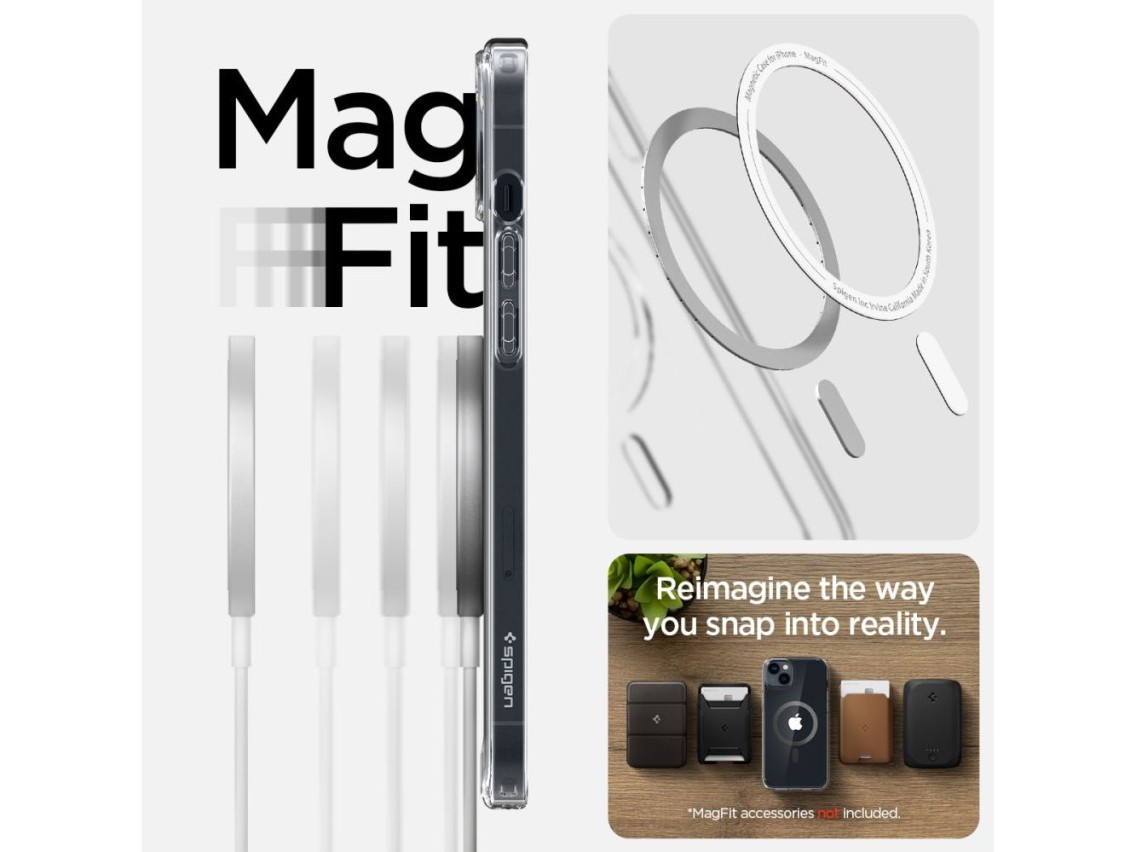 Capa Spigen Ultra Hybrid Mag com MagSafe para iPhone 14 Plus - Cinza Transparente