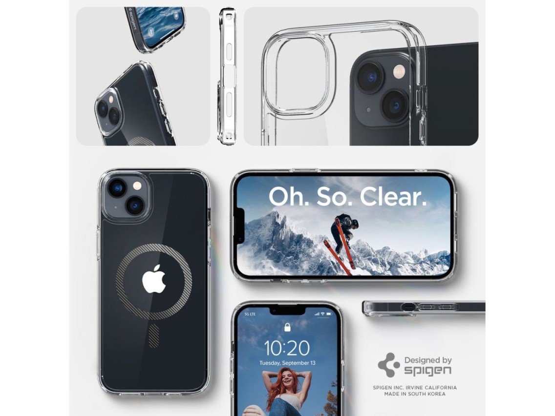 Capa Spigen Ultra Hybrid Mag com MagSafe para iPhone 14 Plus - Cinza Transparente