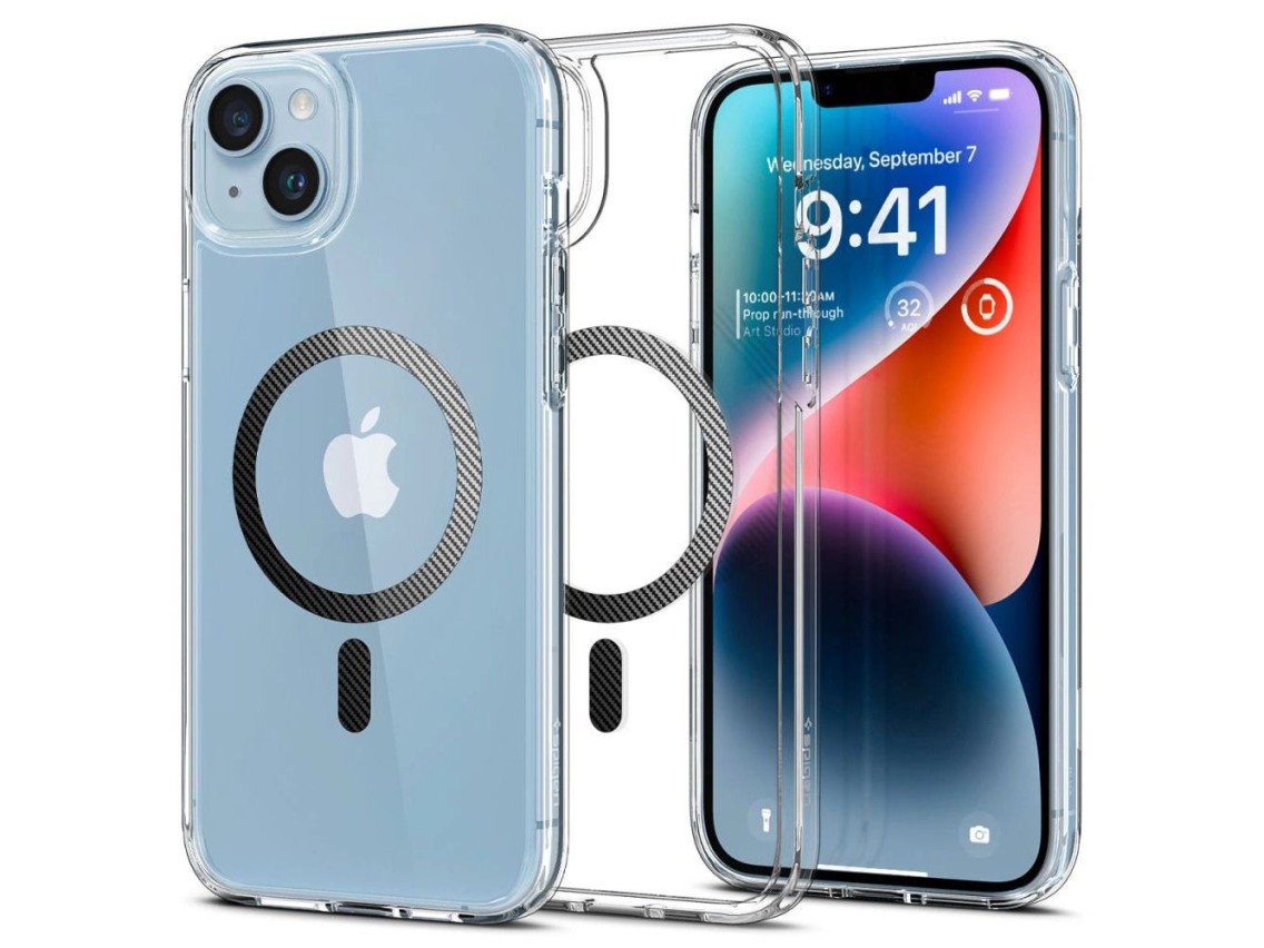 Capa Spigen Ultra Hybrid Mag com MagSafe para iPhone 14 Plus - Cinza Transparente