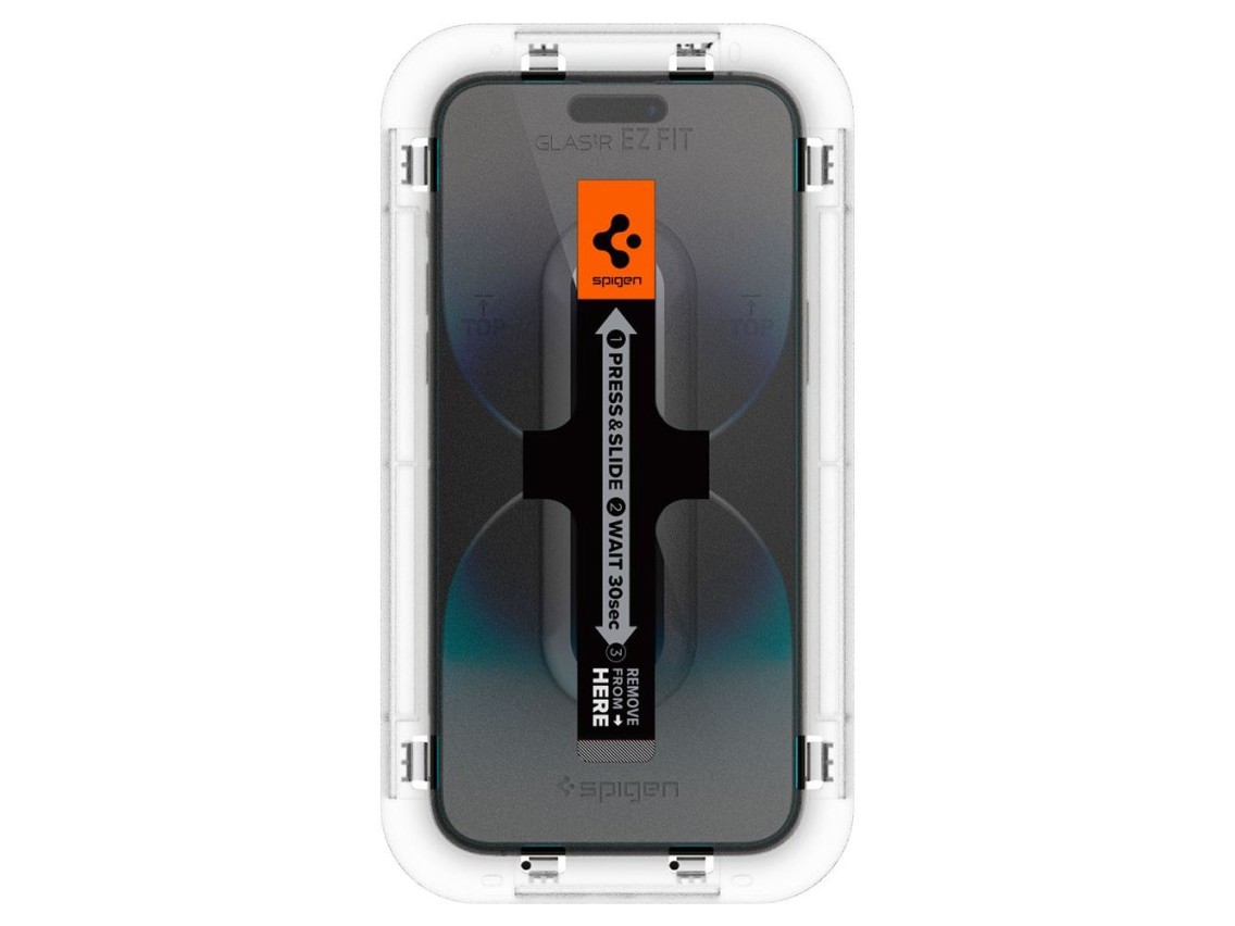 Protector de pantalla de vidrio templado Spigen Glas.tR EZ Fit para iPhone 14 Pro - 2 unidades.
