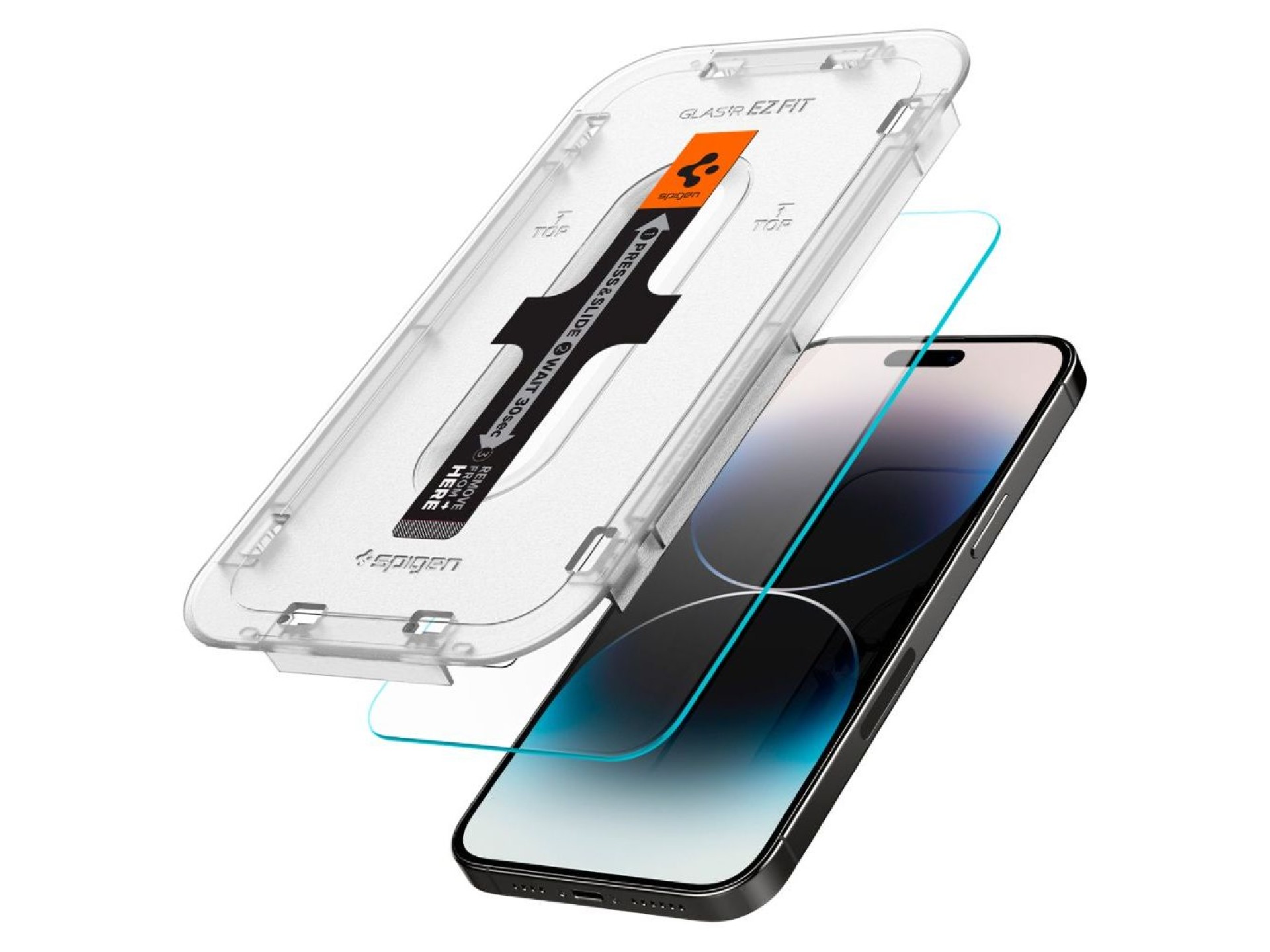 Protector de pantalla de vidrio templado Spigen Glas.tR EZ Fit para iPhone 14 Pro - 2 unidades.