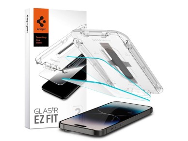Protector de pantalla de vidrio templado Spigen Glas.tR EZ Fit para iPhone 14 Pro - 2 unidades. Protector de pantalla de vidrio templado Spigen Glas.tR EZ Fit para iPhone 14 Pro - 2 unidades.