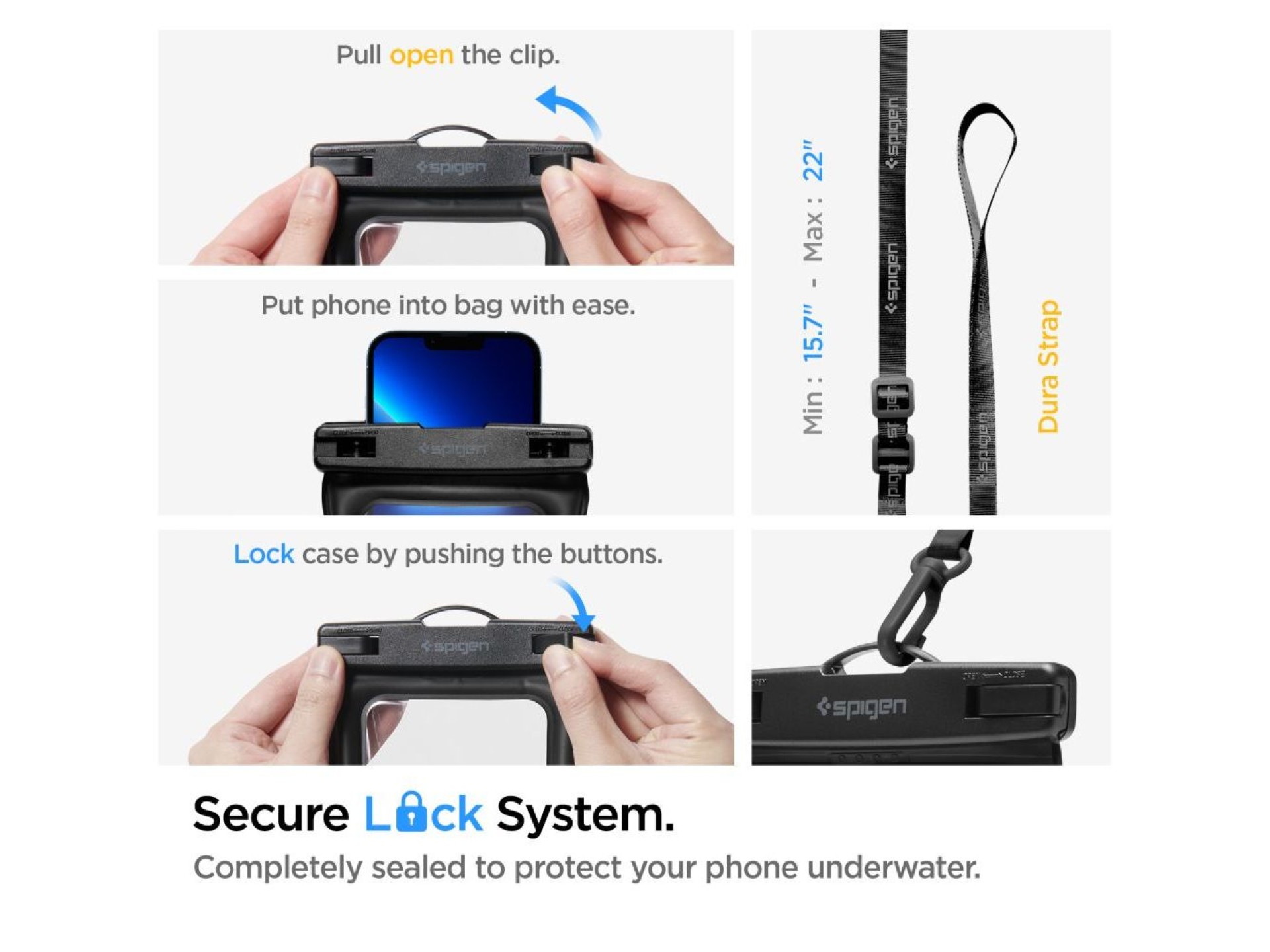 Riñonera impermeable Spigen Aqua Shield A621 + funda flotante - Negra