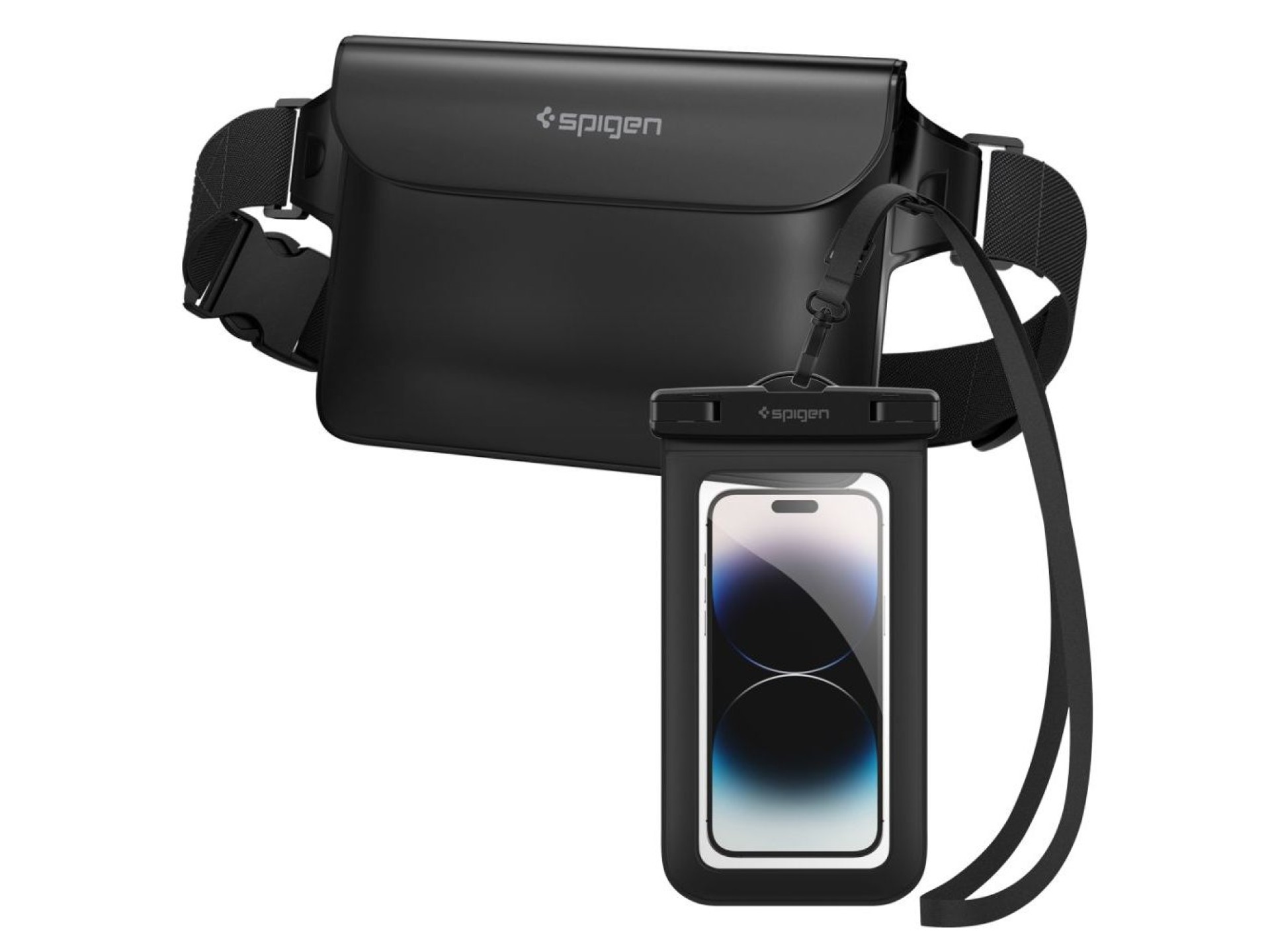 Riñonera impermeable Spigen Aqua Shield A621 + funda flotante - Negra