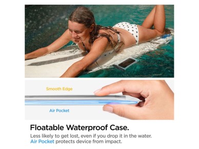 Capa � prova d'�gua Spigen Aqua Shield A610 que flutua na �gua - Transparente