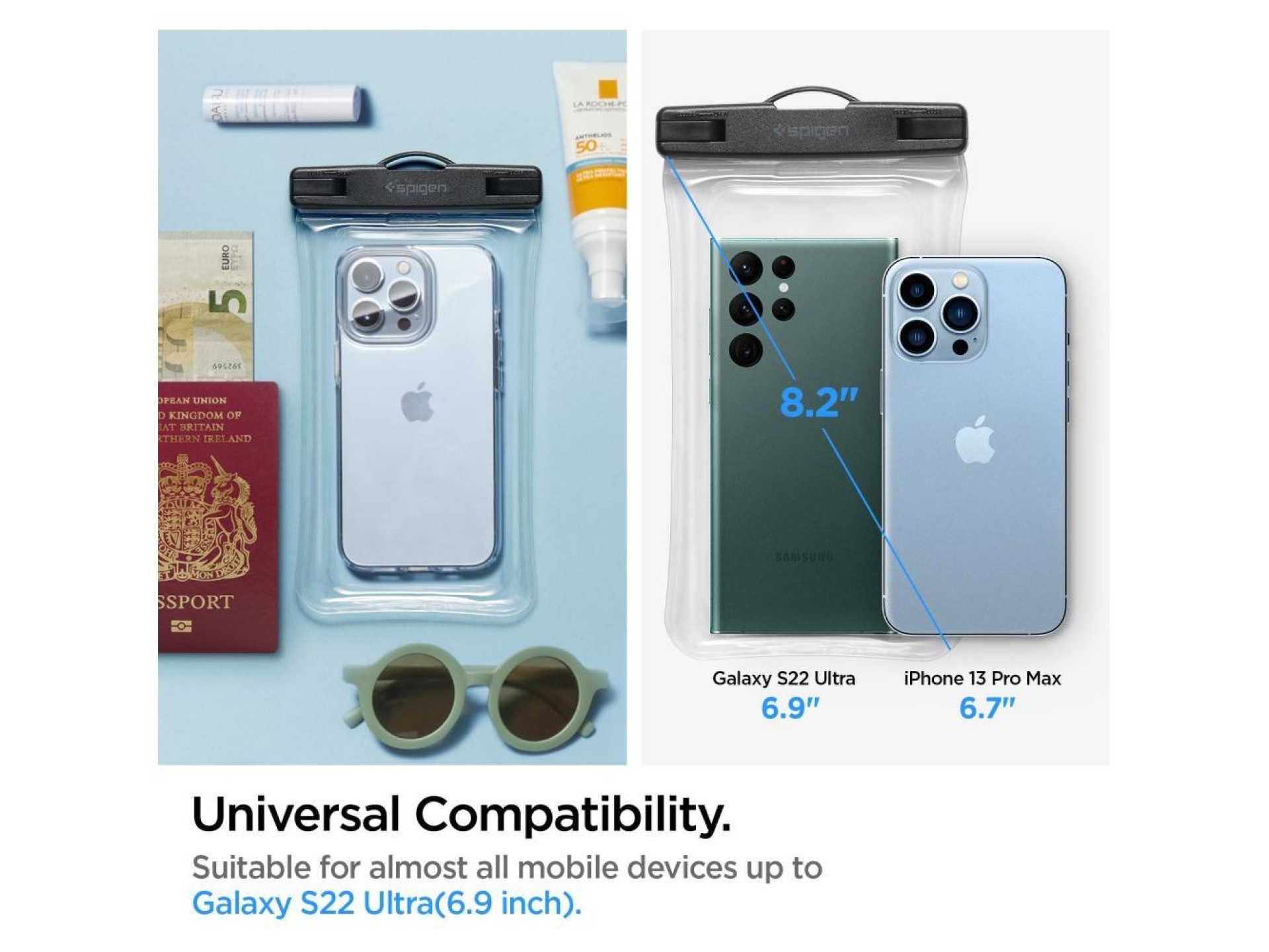 Capa à prova d'água Spigen Aqua Shield A610 que flutua na água - Transparente